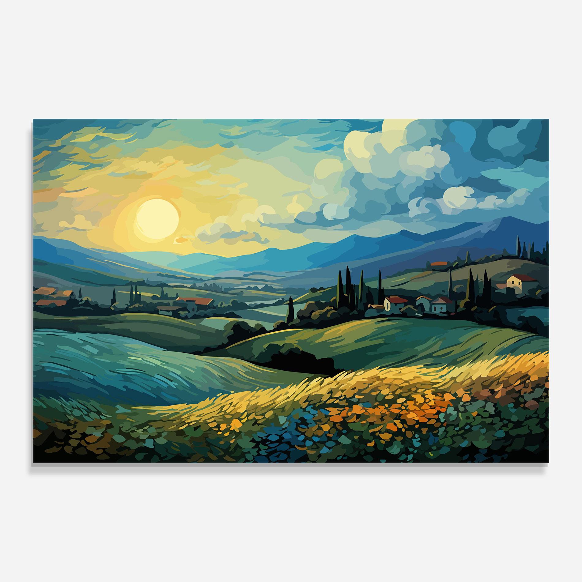 Стъклена картина Fantasy Blue View mockup 0