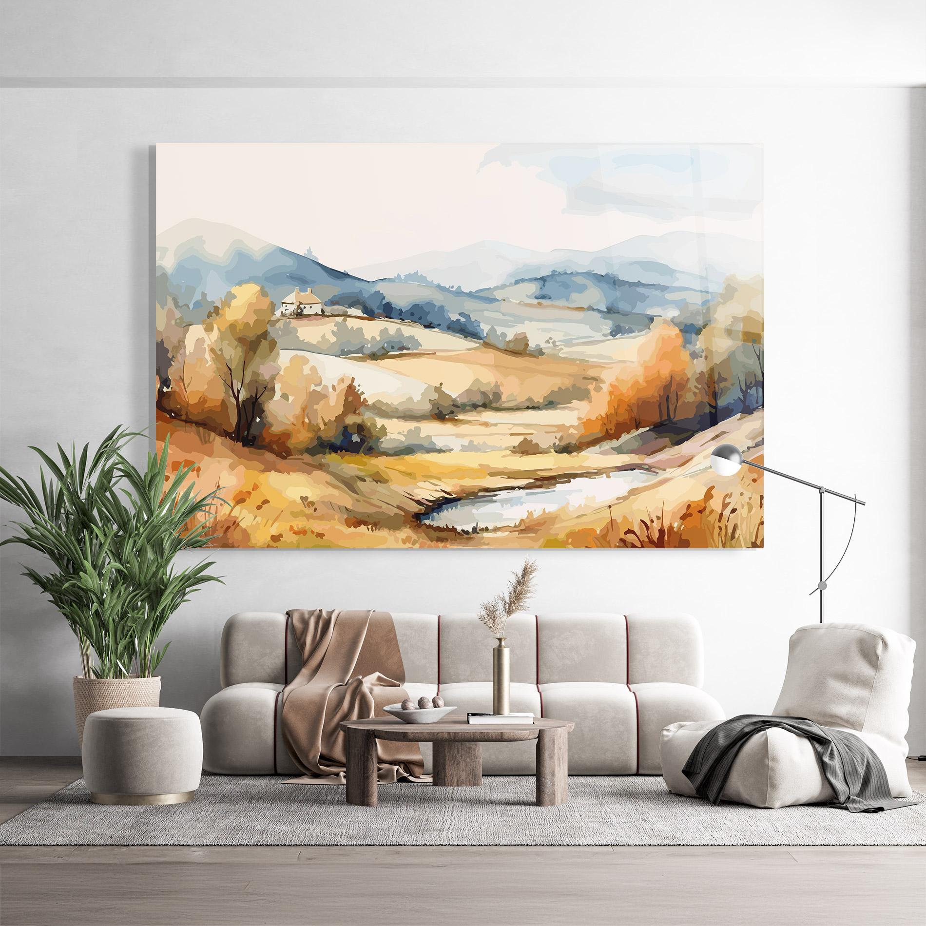 Стъклена картина Rural Small Lake mockup 9