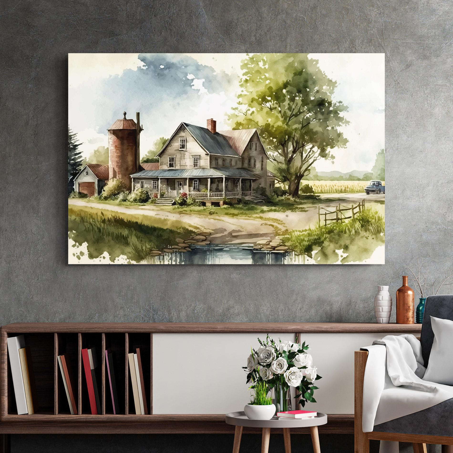 Стъклена картина Farm Blue Car mockup 2