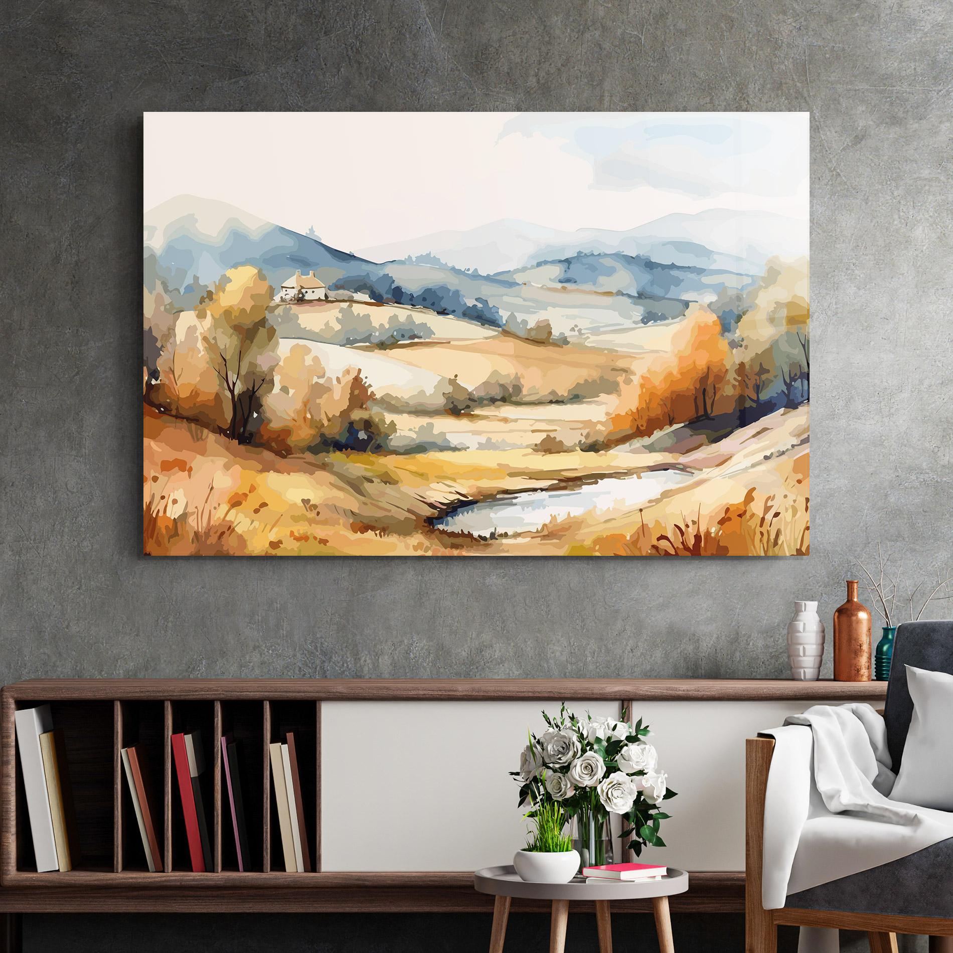 Стъклена картина Rural Small Lake mockup 2