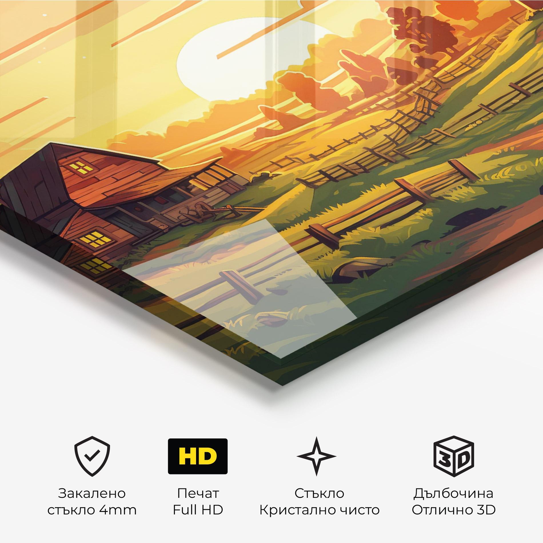 Стъклена картина Farmhouse Sunlight mockup 3