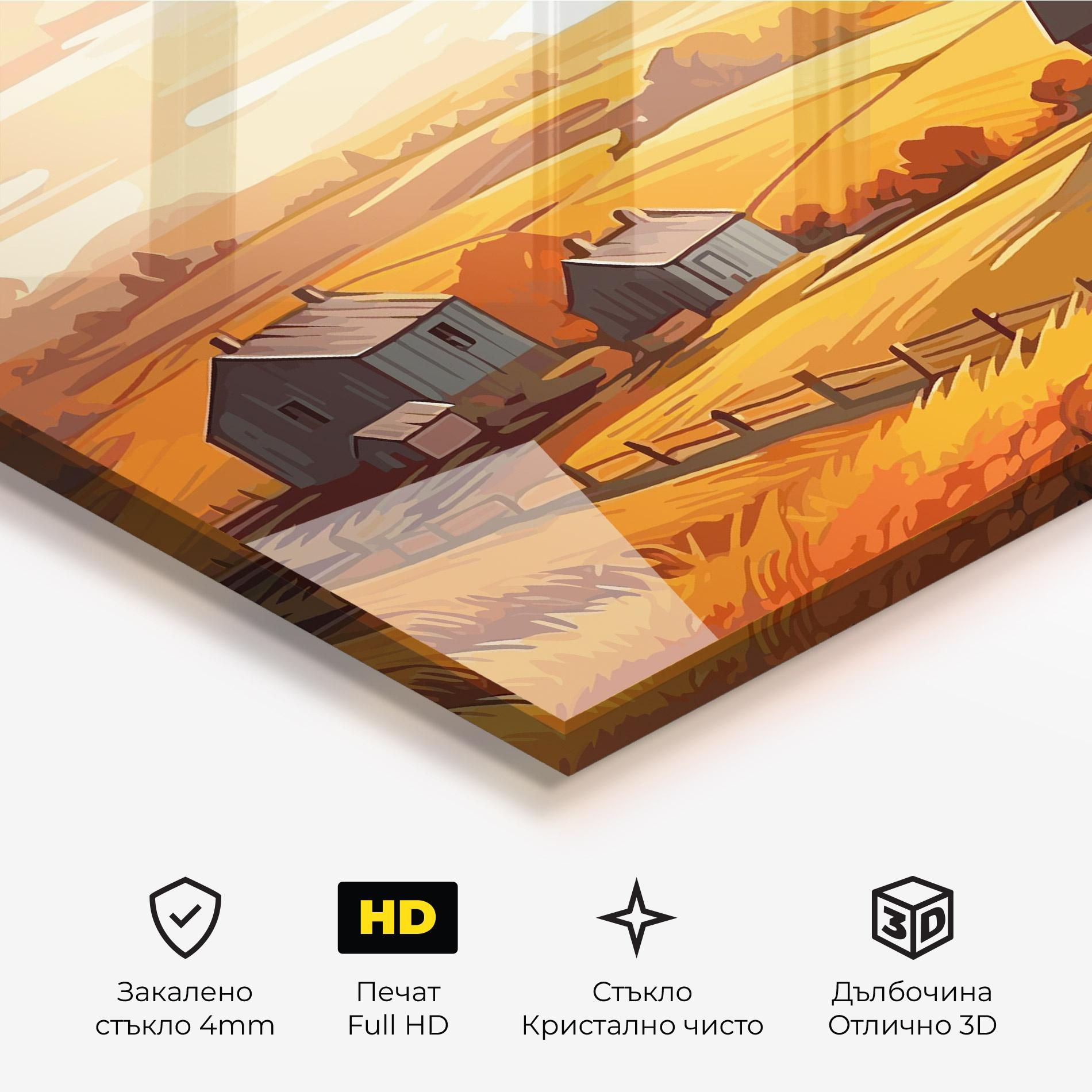 Стъклена картина Orange Countryside mockup 3