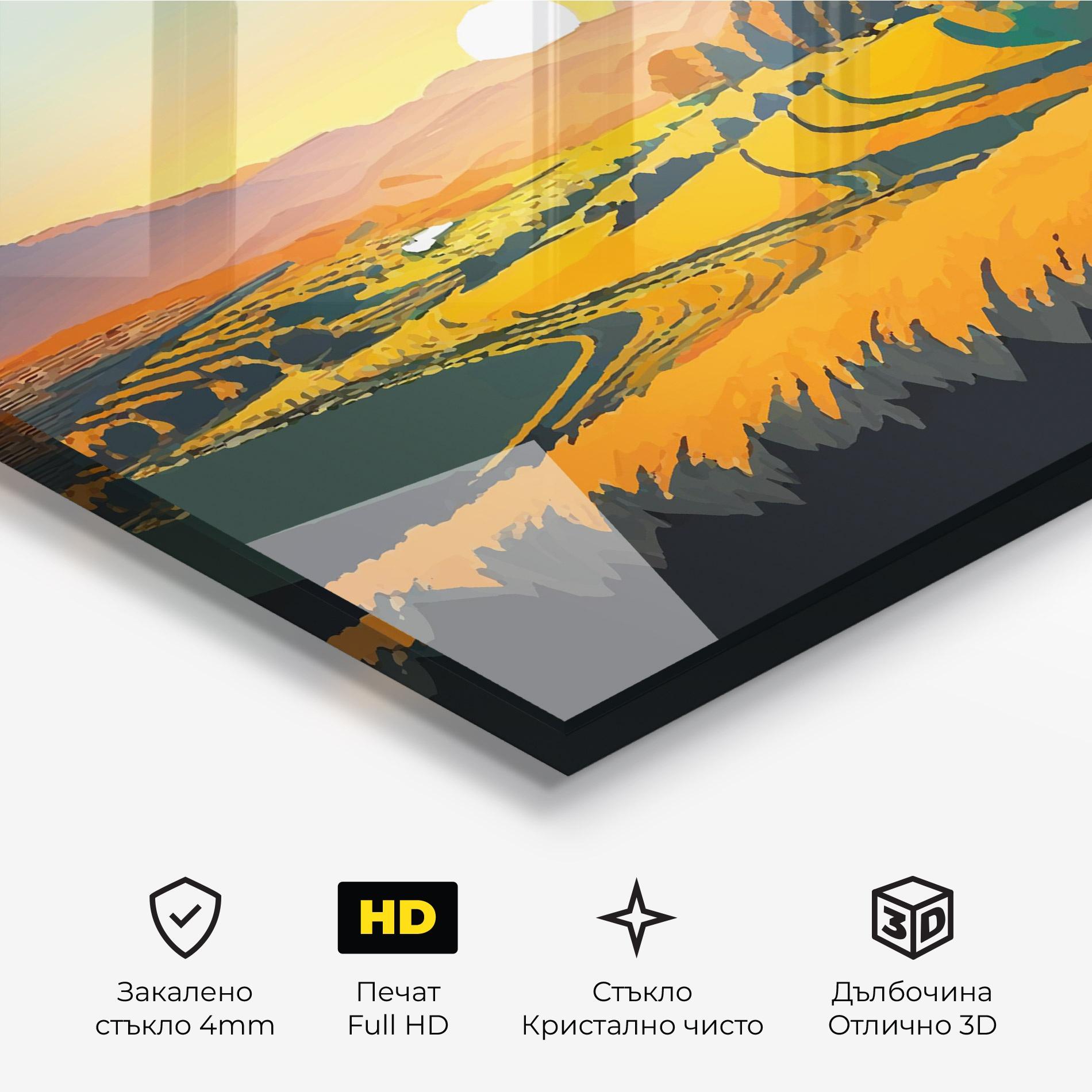 Стъклена картина Rural Sunset Field mockup 3