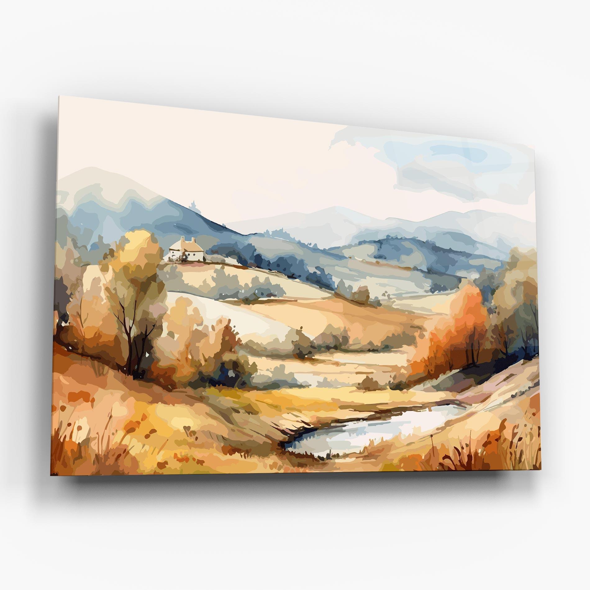 Стъклена картина Rural Small Lake mockup 6