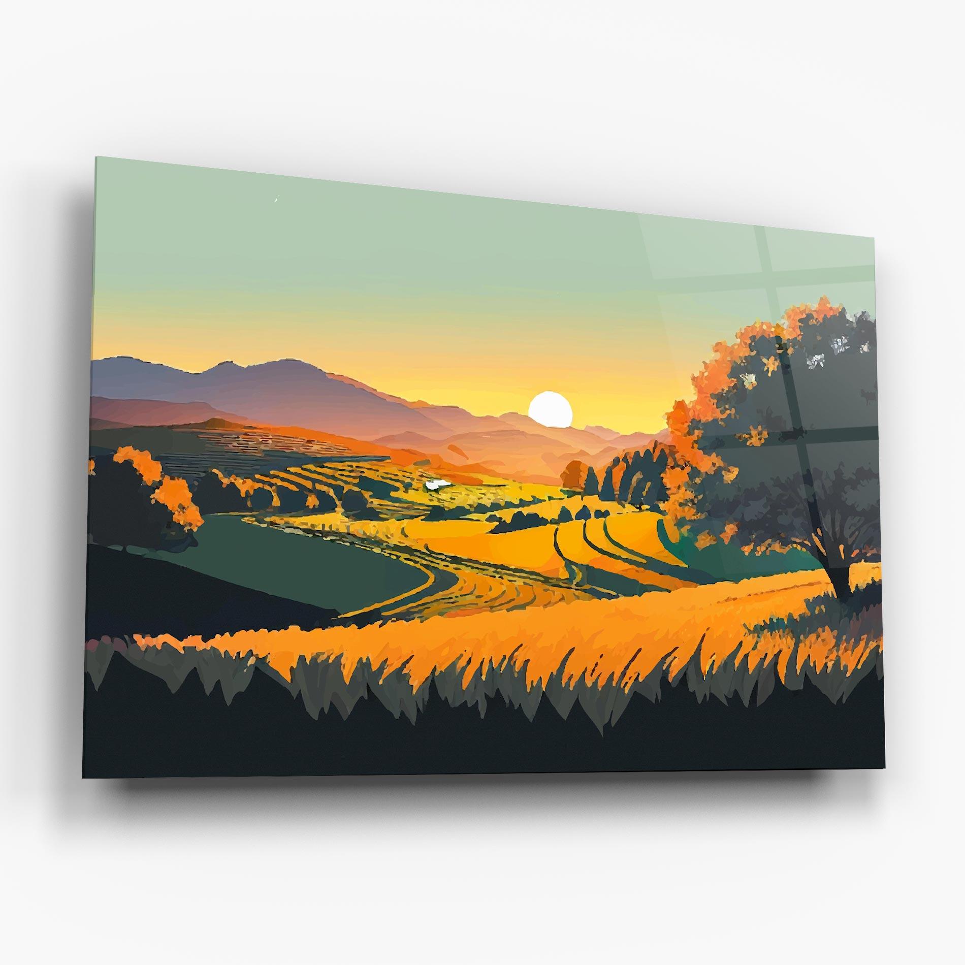 Стъклена картина Rural Sunset Field mockup 6