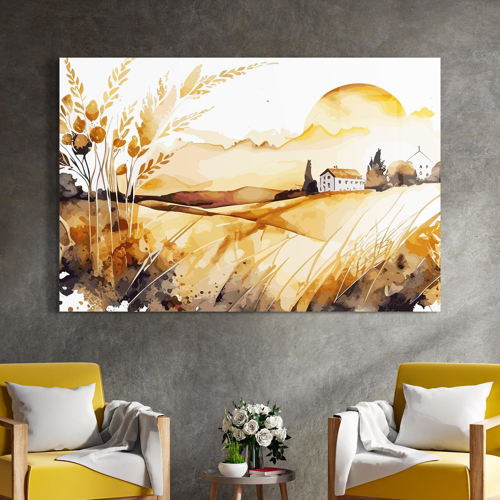 Стъклена картина Crops Field mockup 4