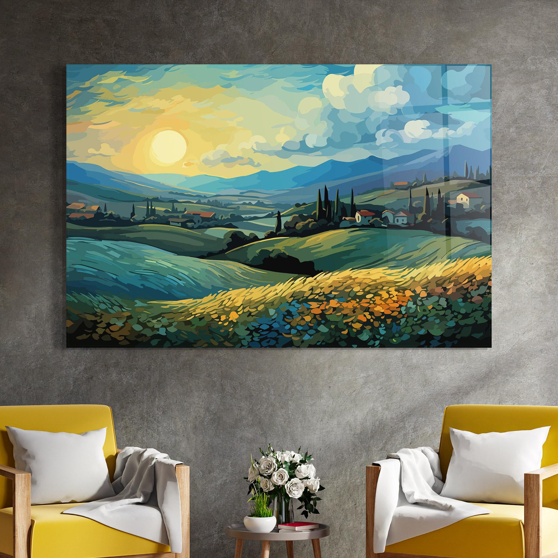 Стъклена картина Fantasy Blue View mockup 4