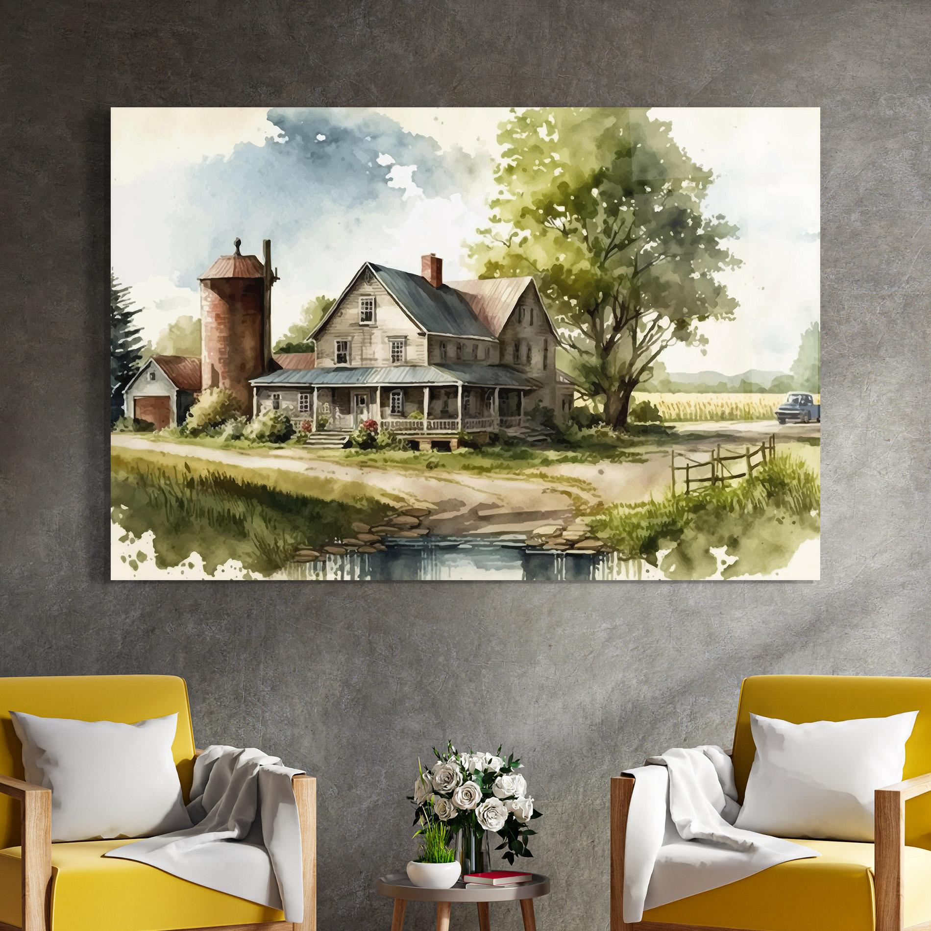 Стъклена картина Farm Blue Car mockup 4