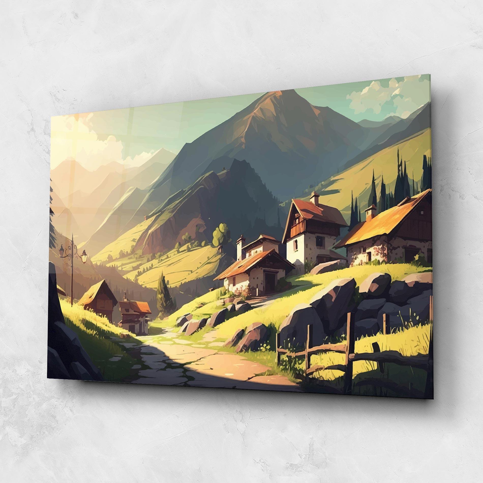 Стъклена картина Grassy Mountain View mockup 1