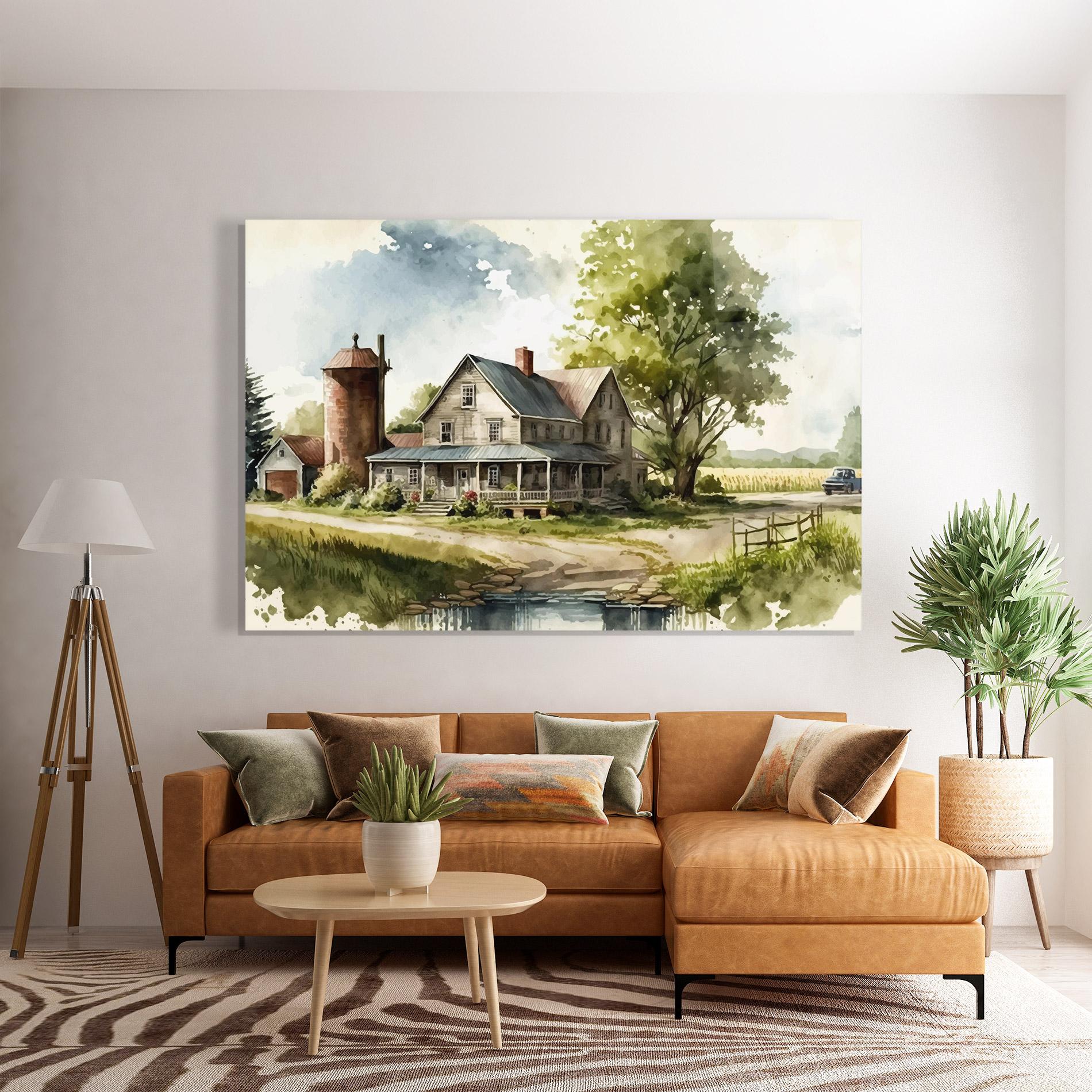 Стъклена картина Farm Blue Car mockup 7