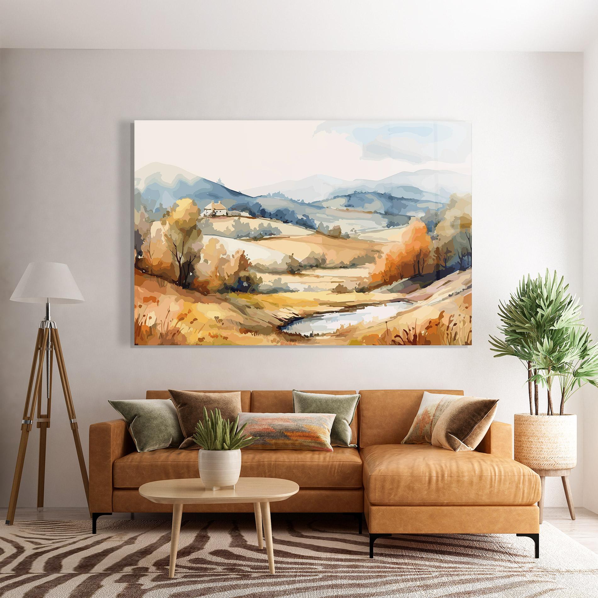 Стъклена картина Rural Small Lake mockup 7