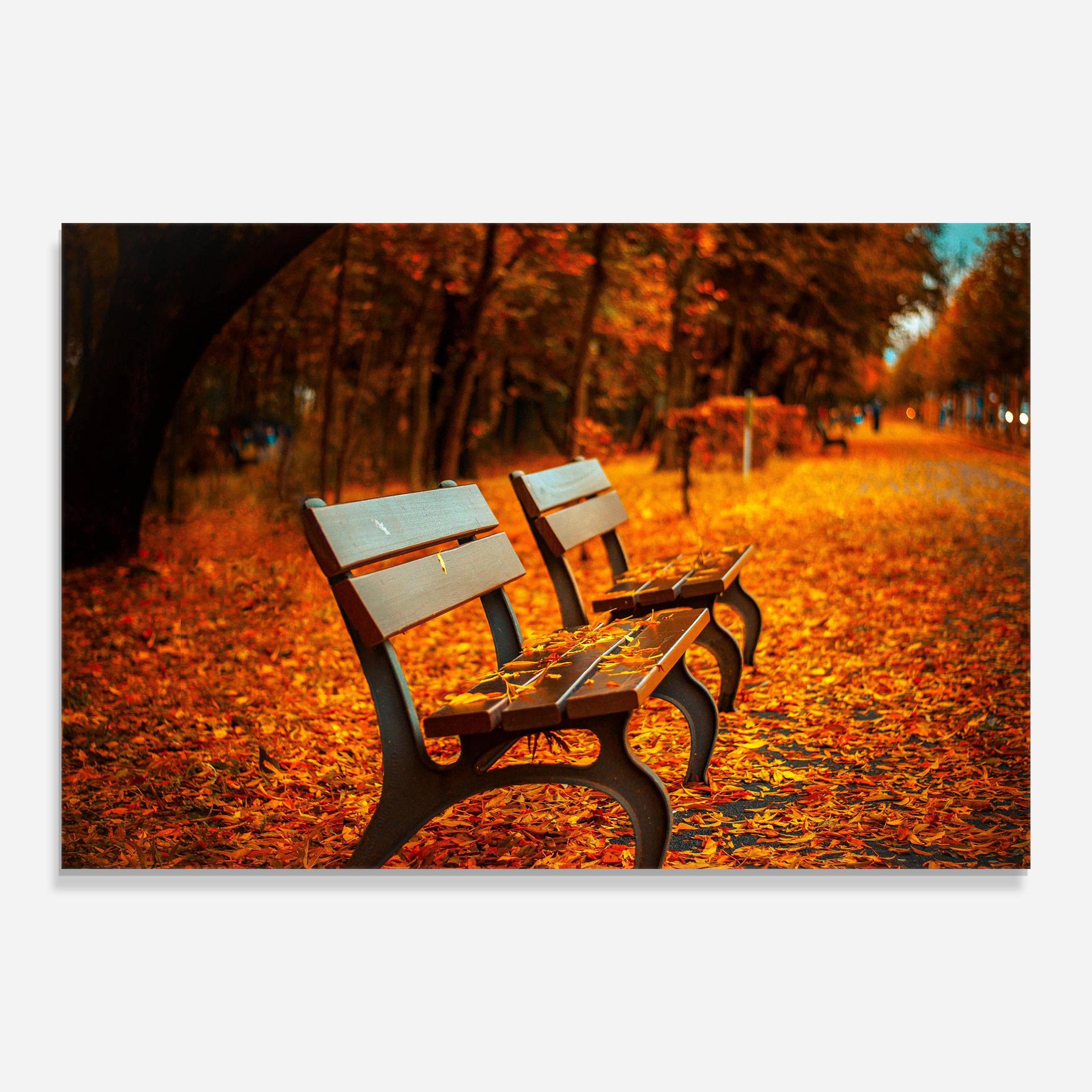 Стъклена картина Autumn Bench View mockup 0