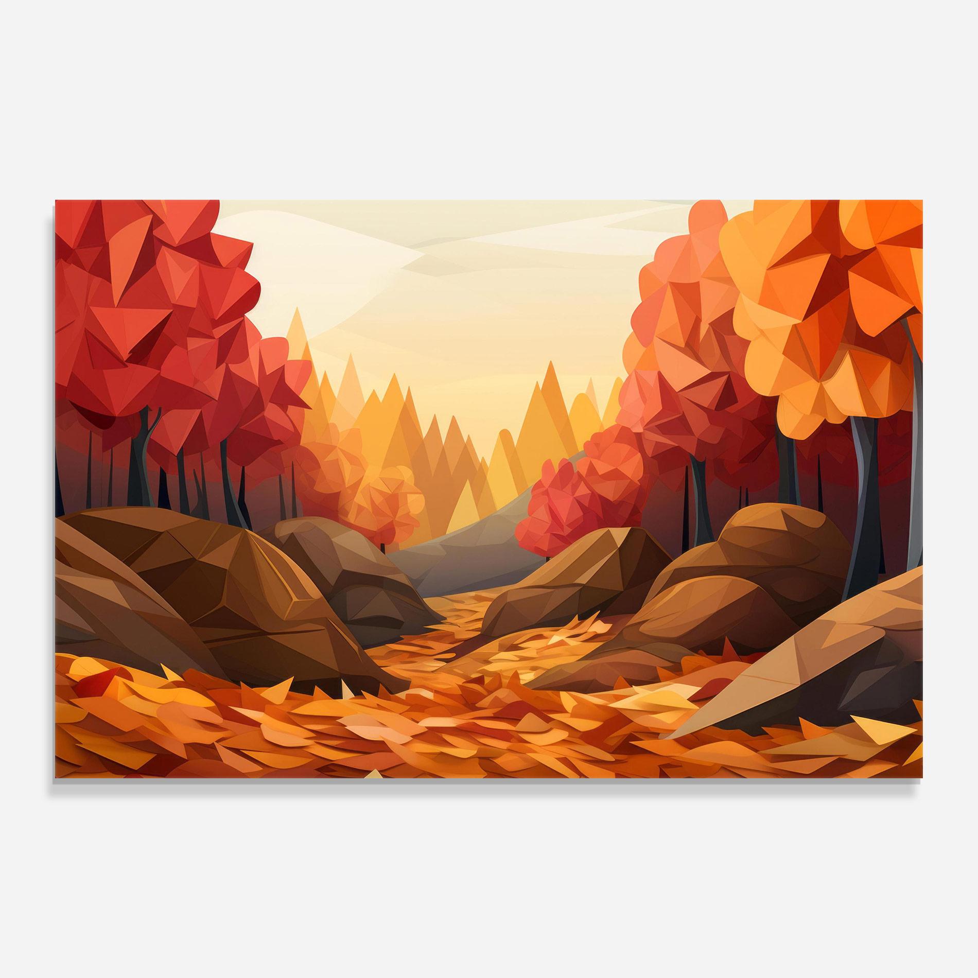 Стъклена картина Autumn Orange Forest mockup 0