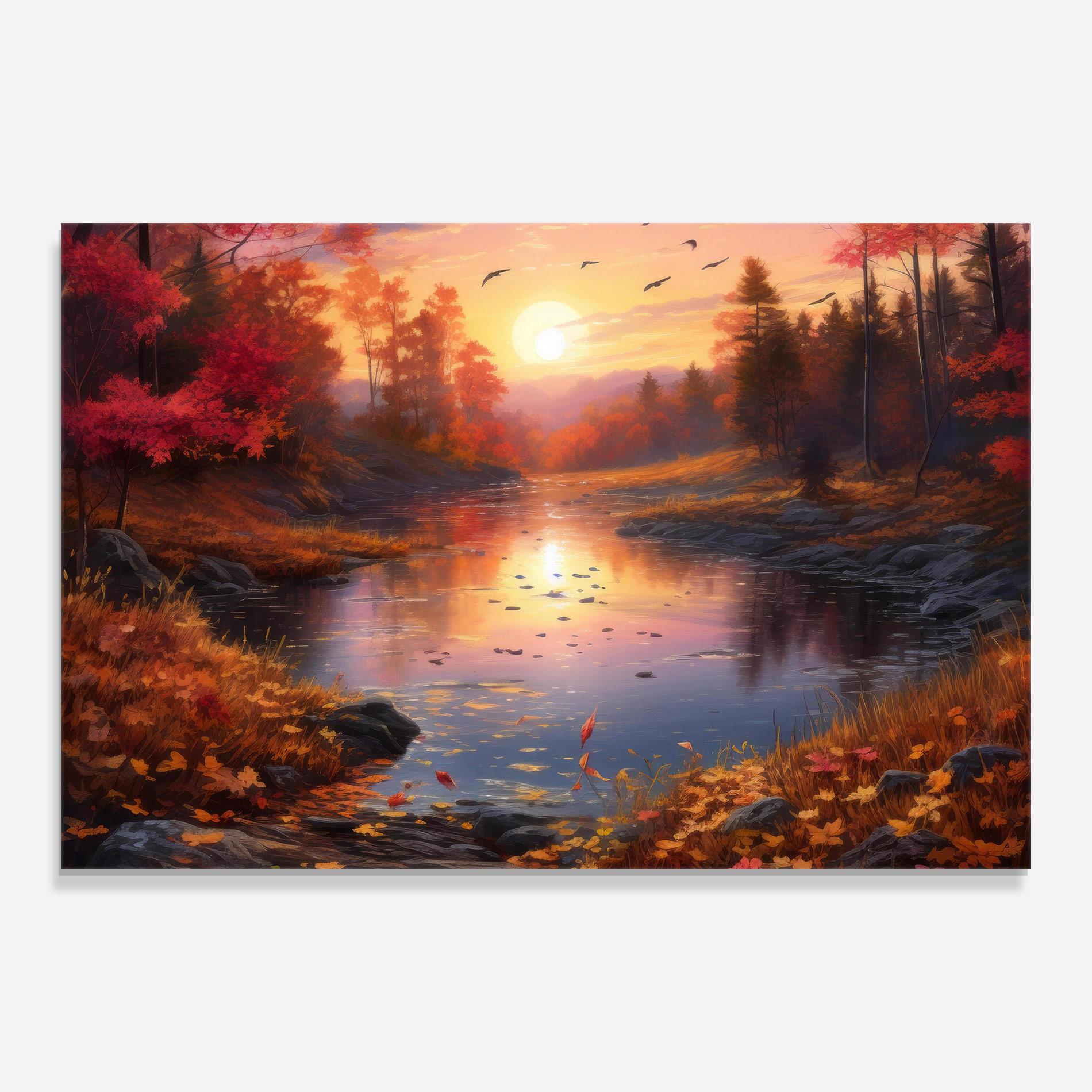 Стъклена картина Autumn Sunset mockup 0