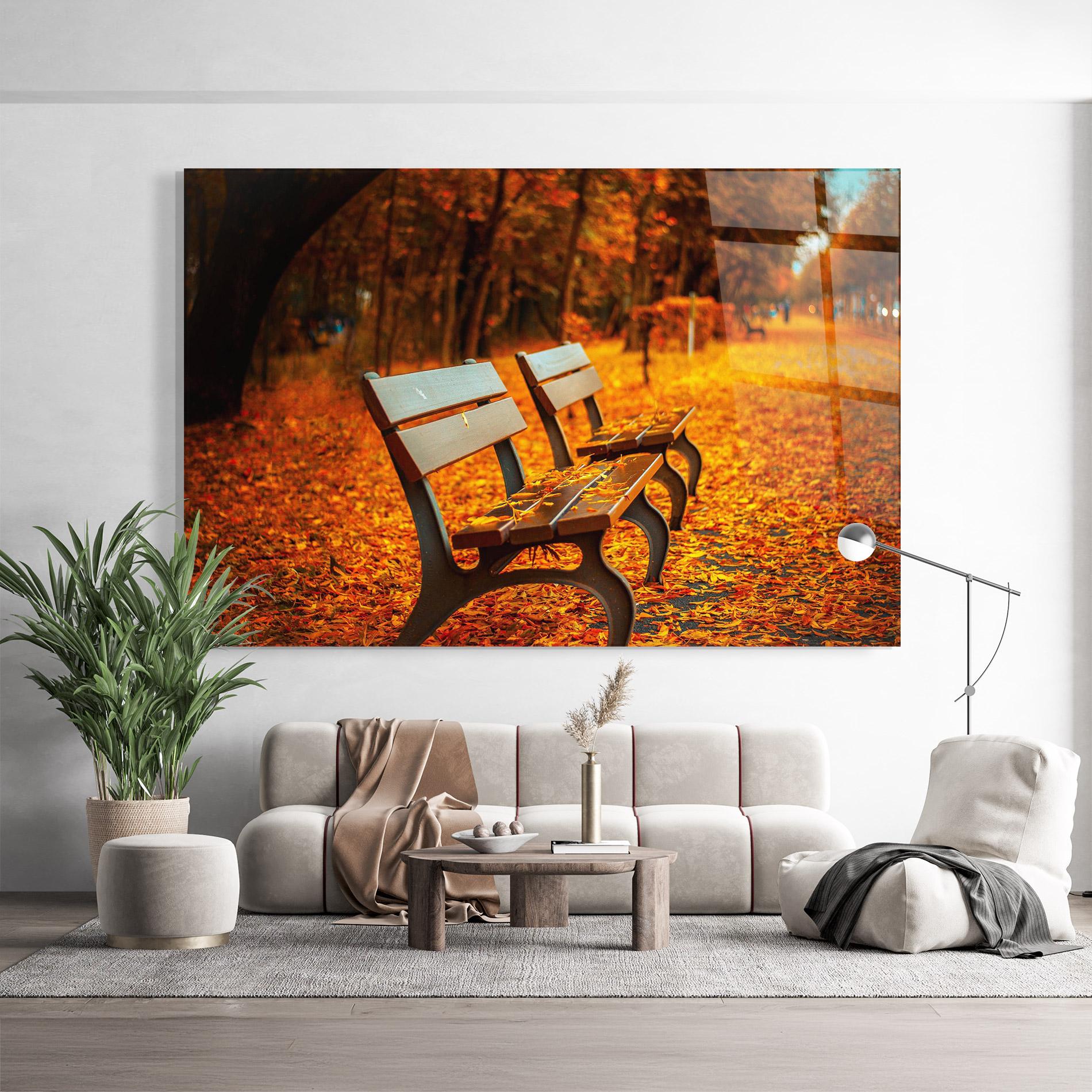 Стъклена картина Autumn Bench View mockup 9