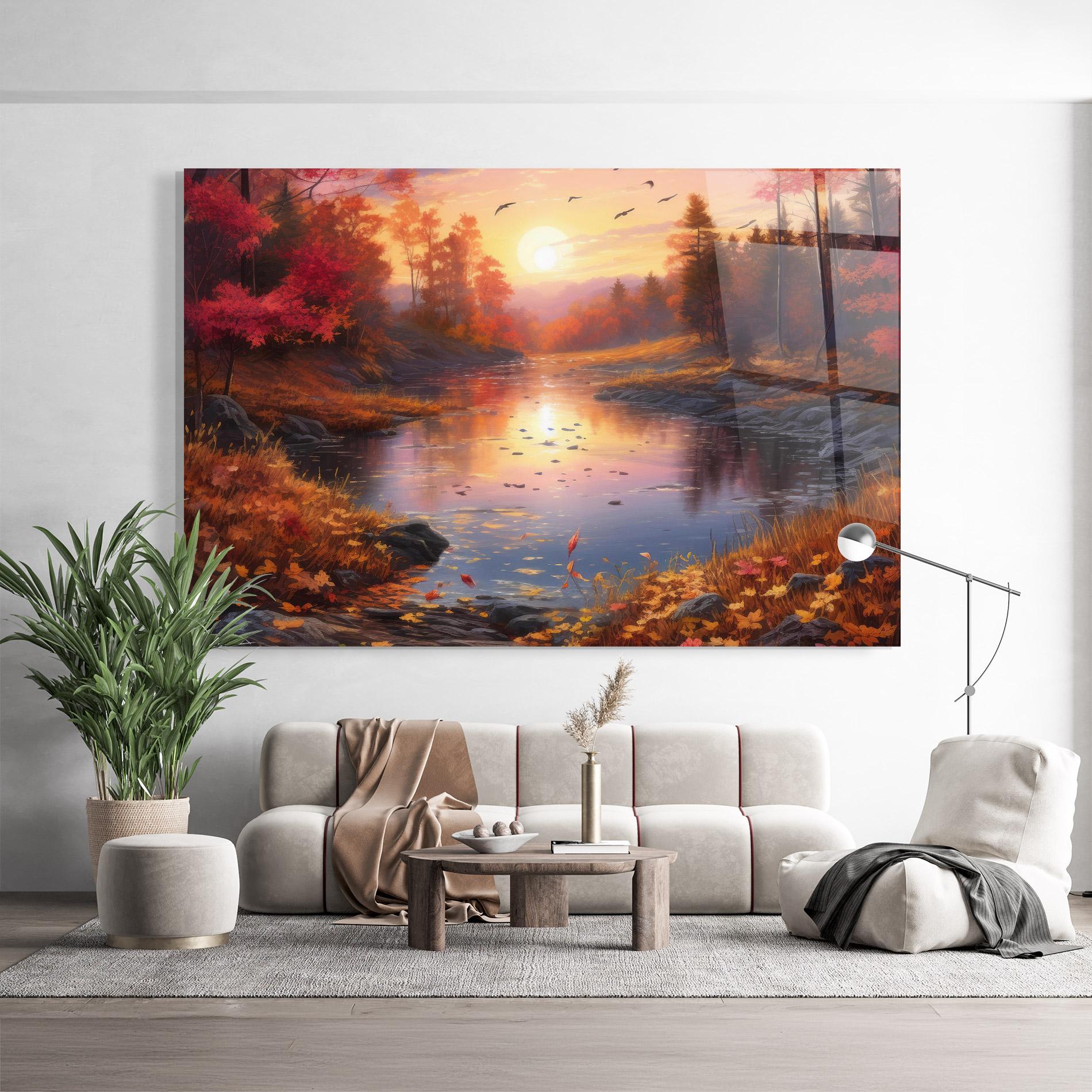 Стъклена картина Autumn Sunset mockup 9