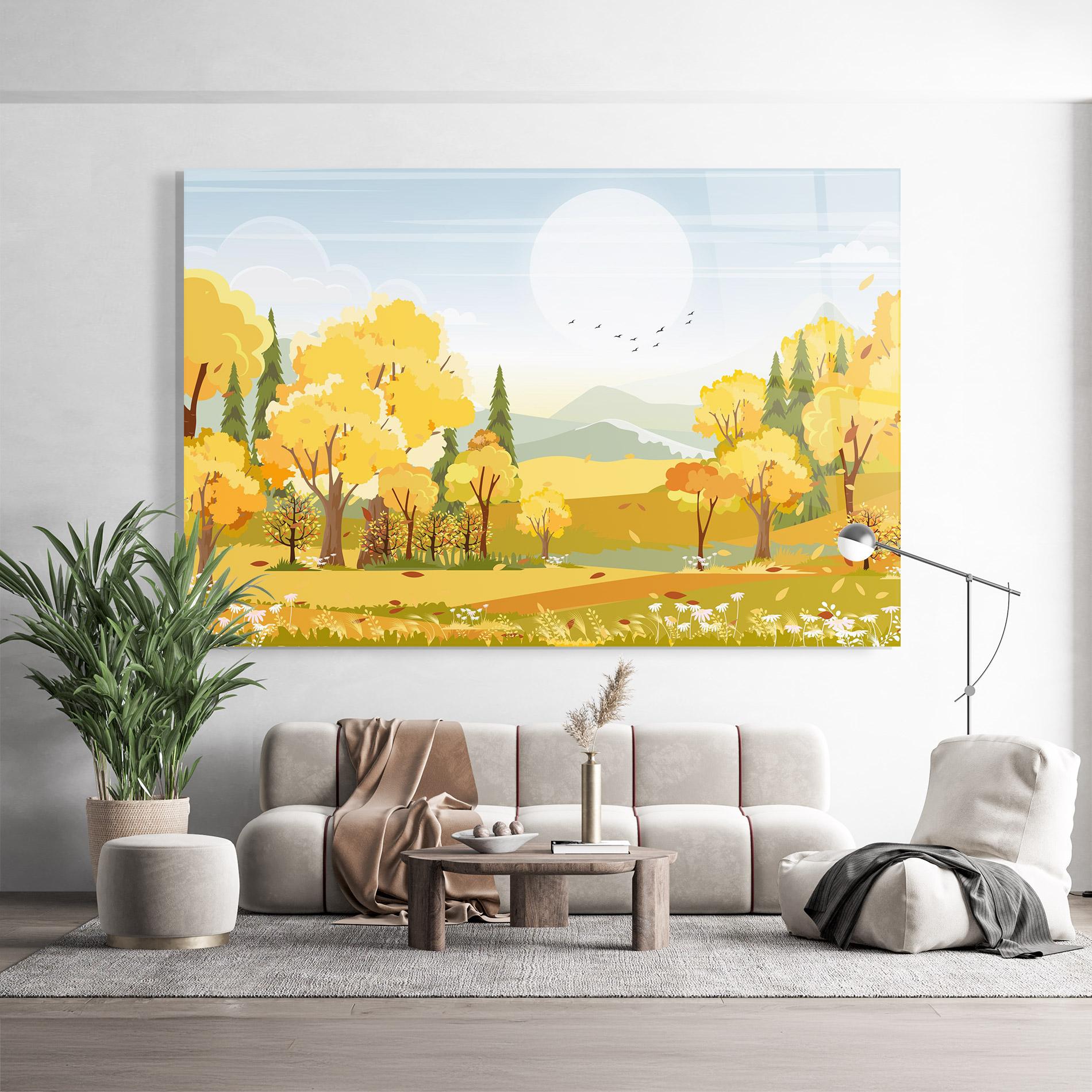 Стъклена картина Autumn Yellow View mockup 9