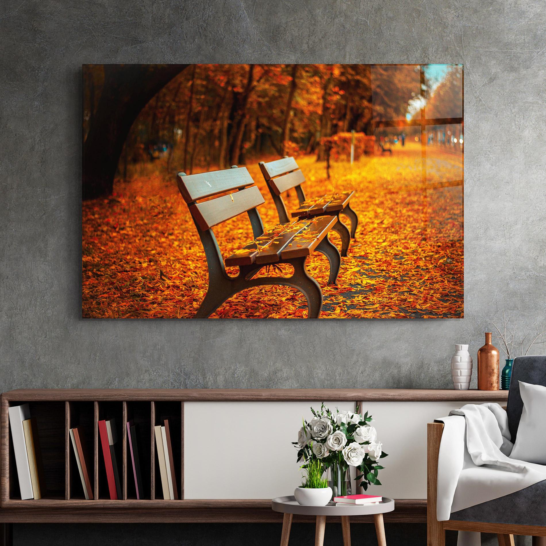 Стъклена картина Autumn Bench View mockup 2