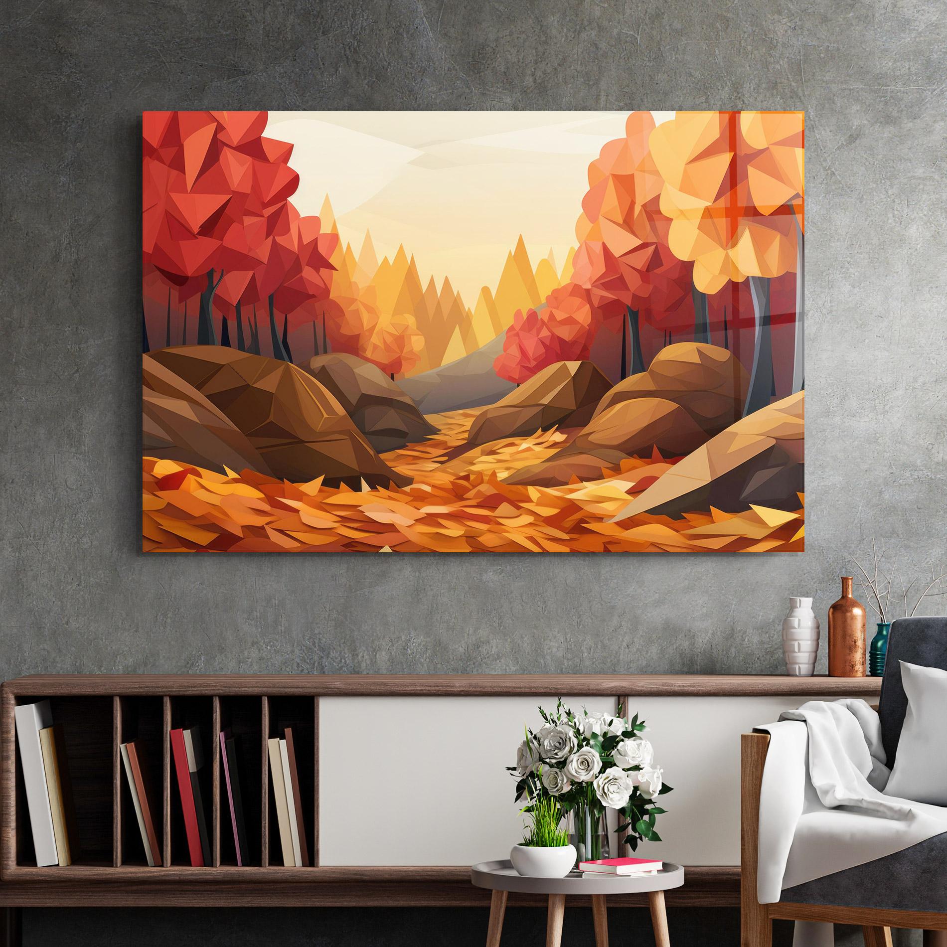 Стъклена картина Autumn Orange Forest mockup 2