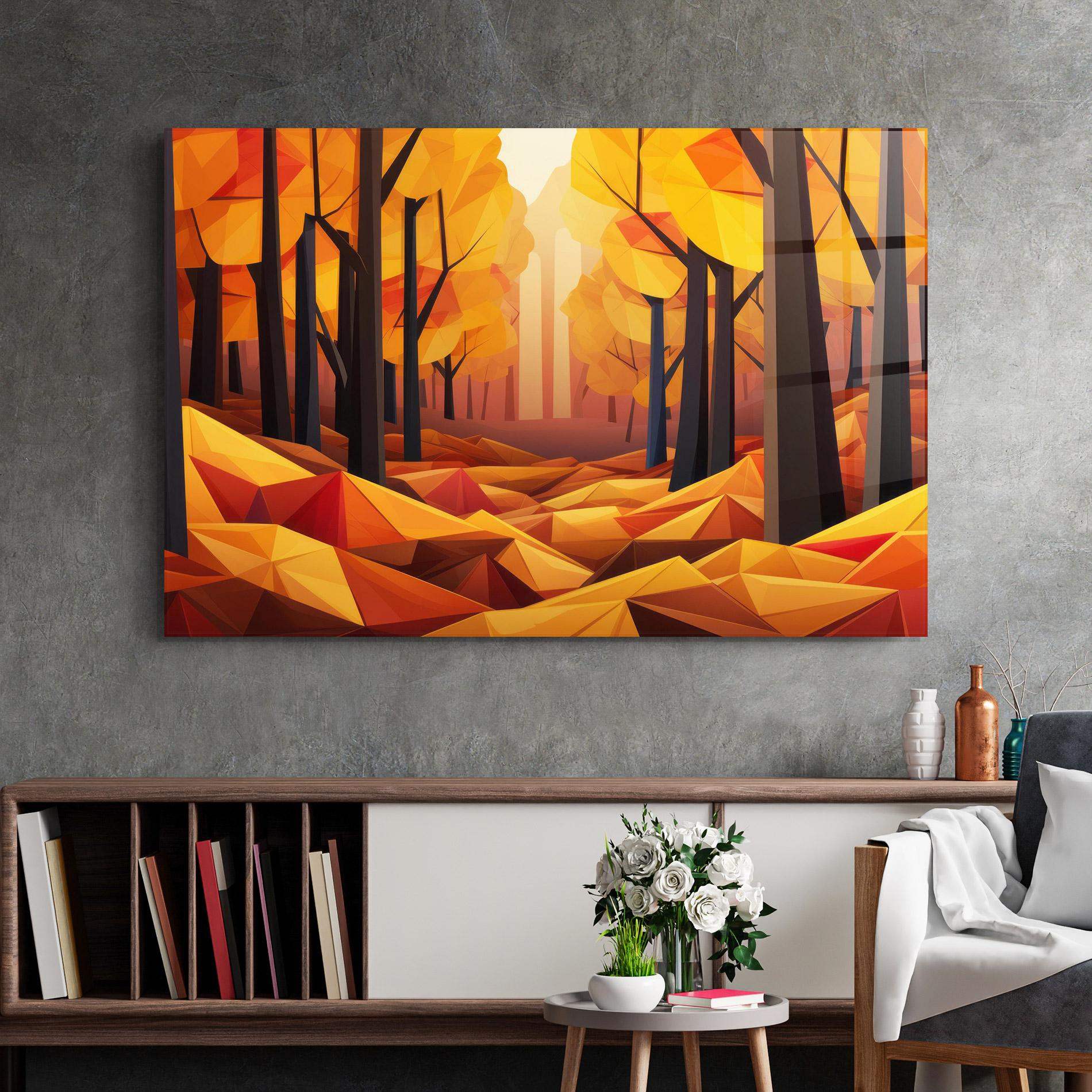 Стъклена картина Autumn Shapes mockup 2