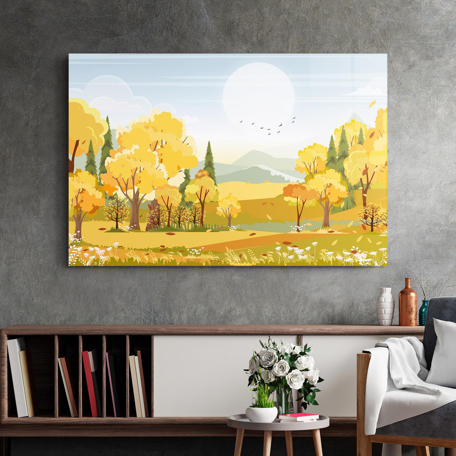 Стъклена картина Autumn Yellow View mockup 2