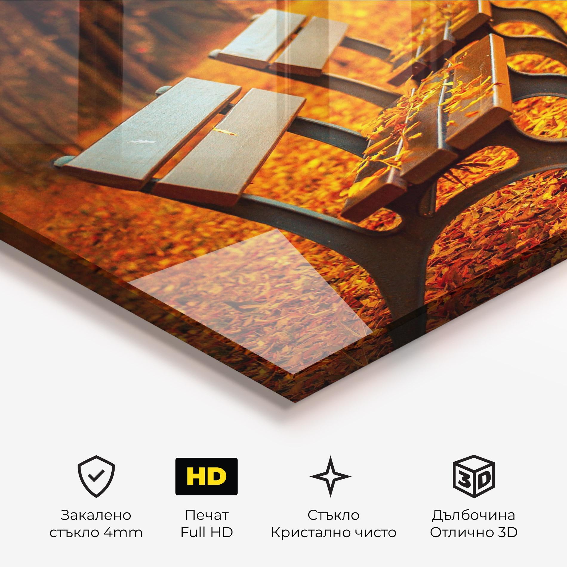 Стъклена картина Autumn Bench View mockup 3