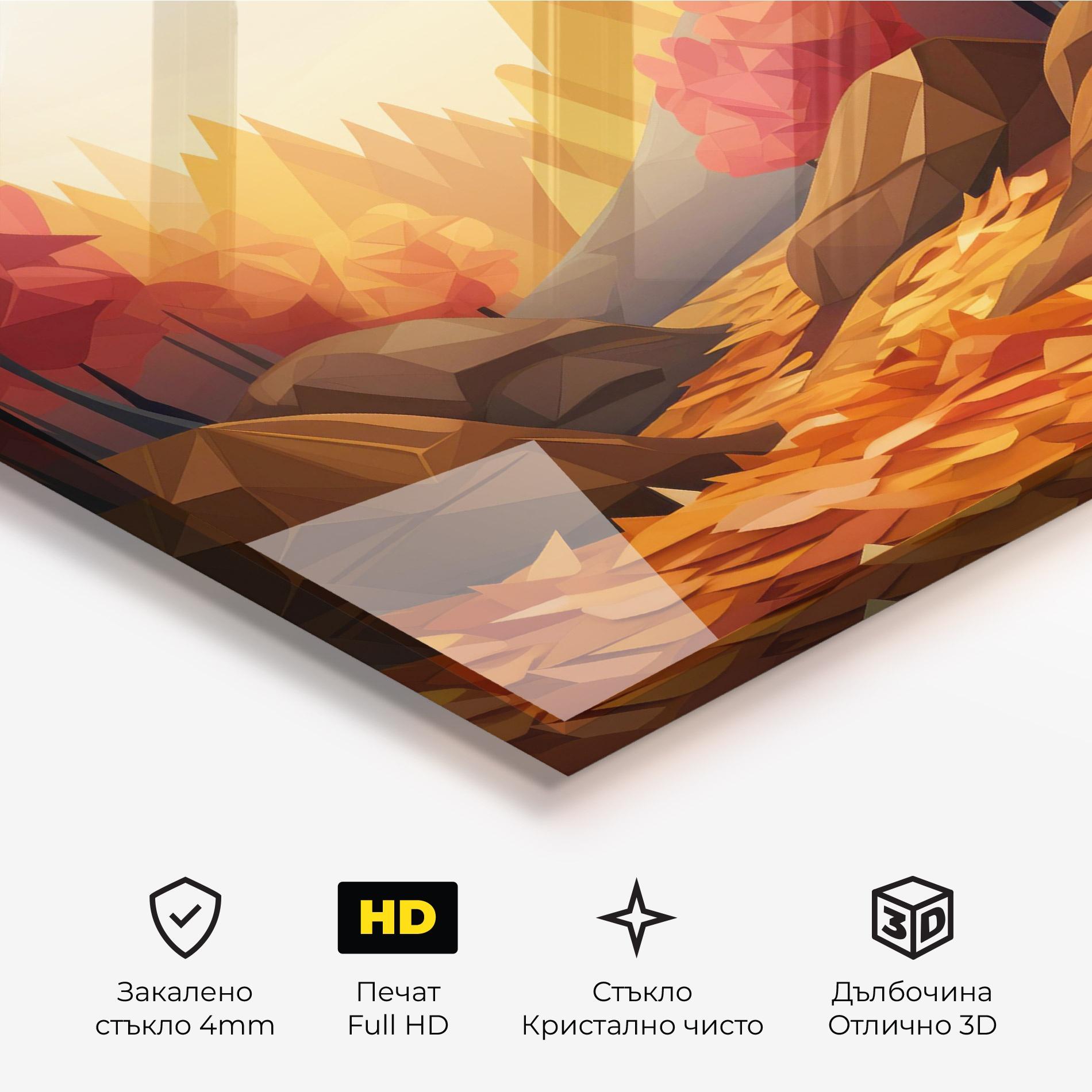Стъклена картина Autumn Orange Forest mockup 3
