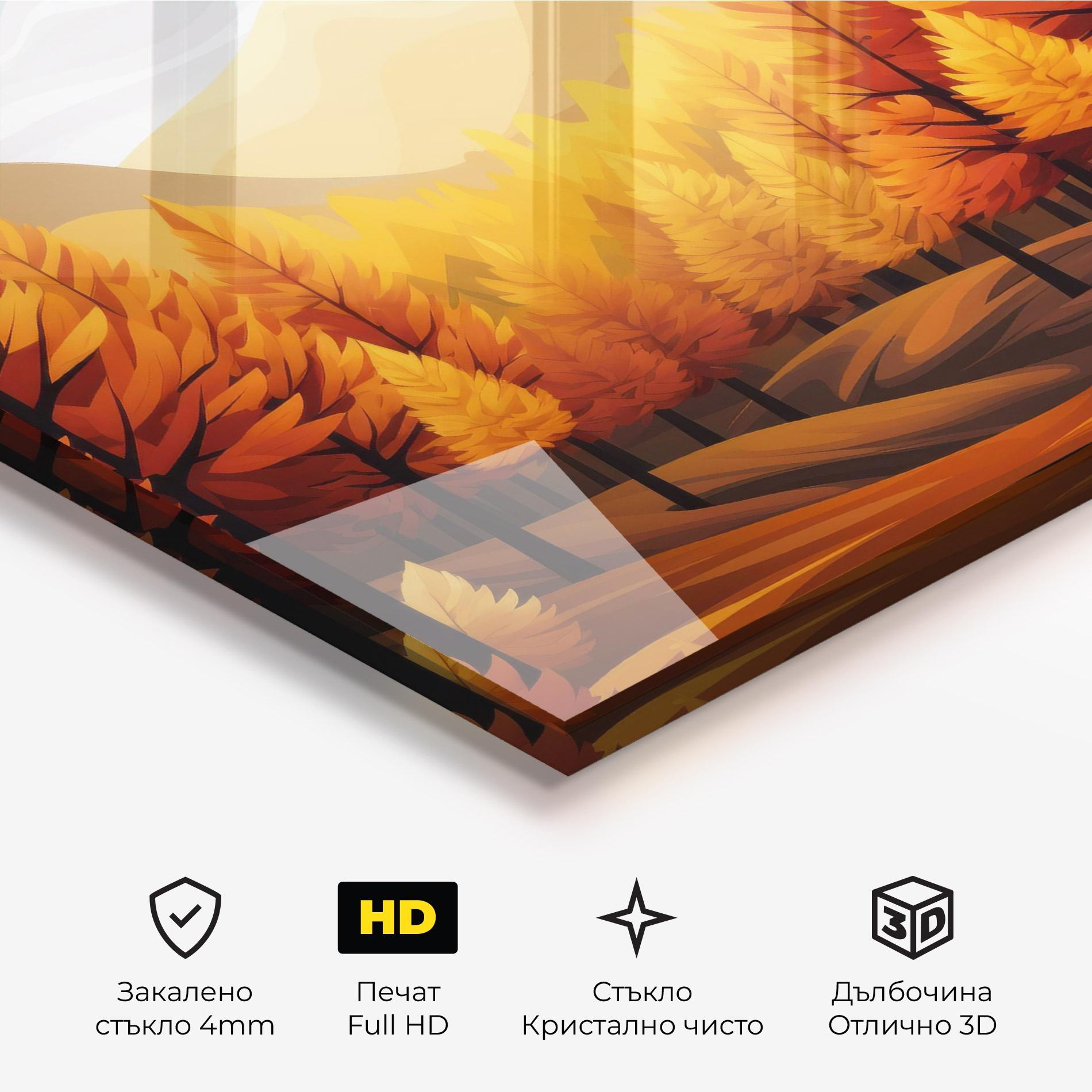 Стъклена картина Autumn Trees Orange mockup 3