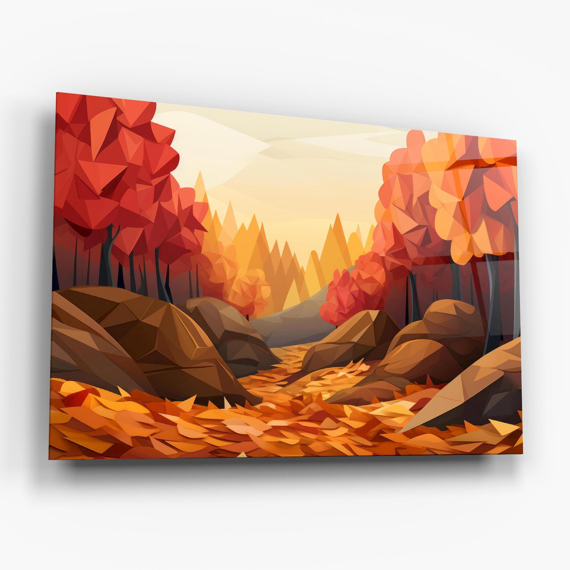 Стъклена картина Autumn Orange Forest mockup 6