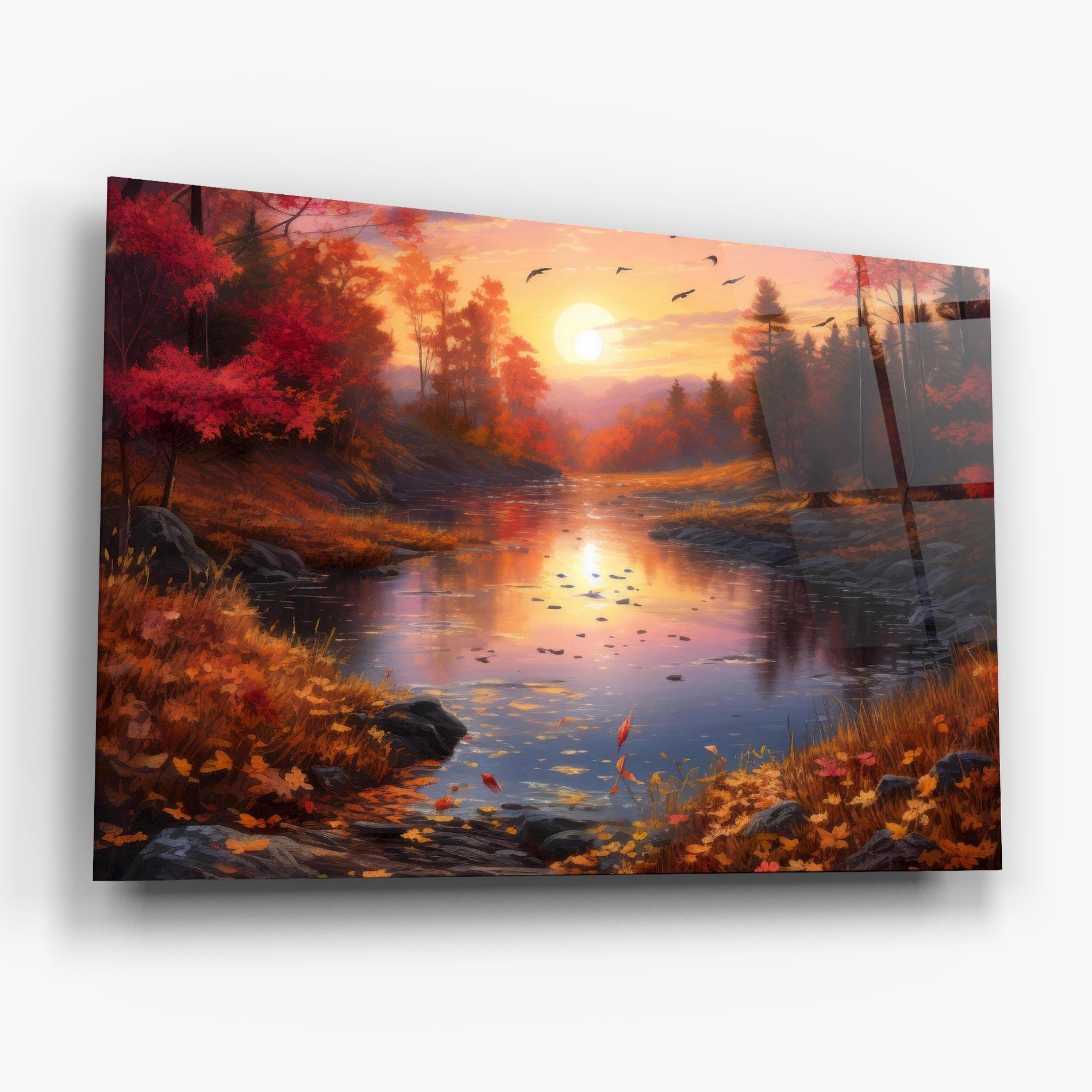 Стъклена картина Autumn Sunset mockup 6