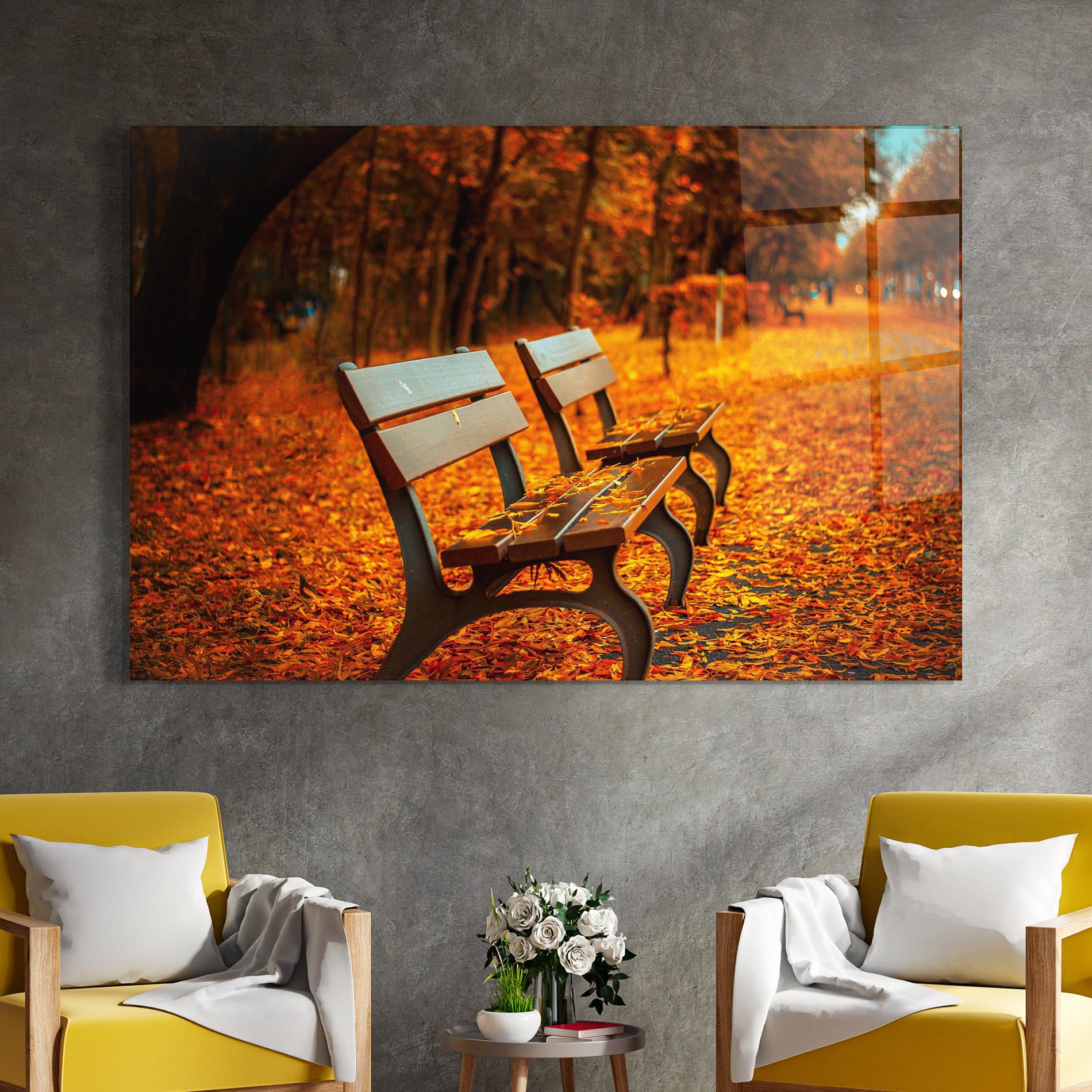 Стъклена картина Autumn Bench View mockup 4