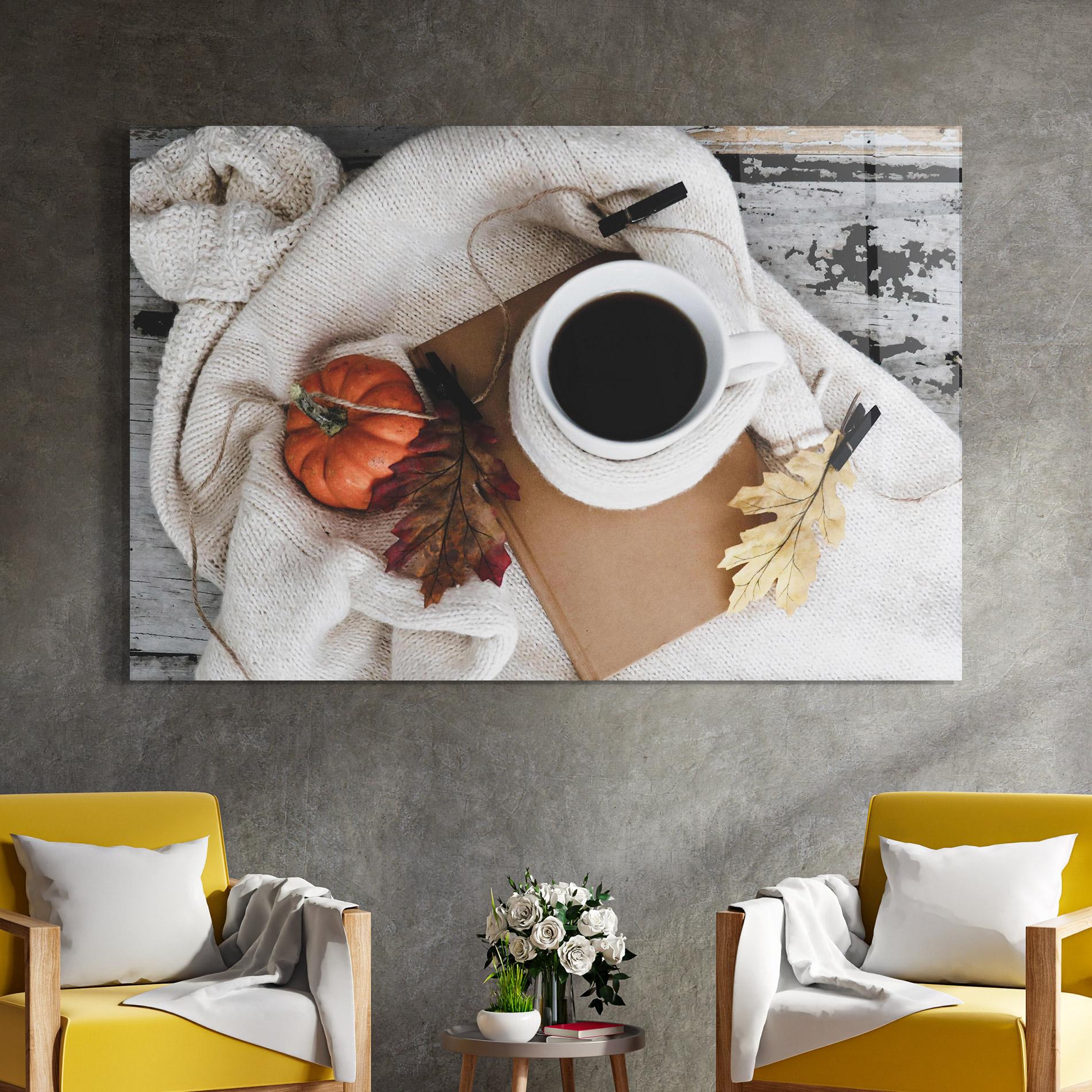Стъклена картина Autumn Coffee mockup 4
