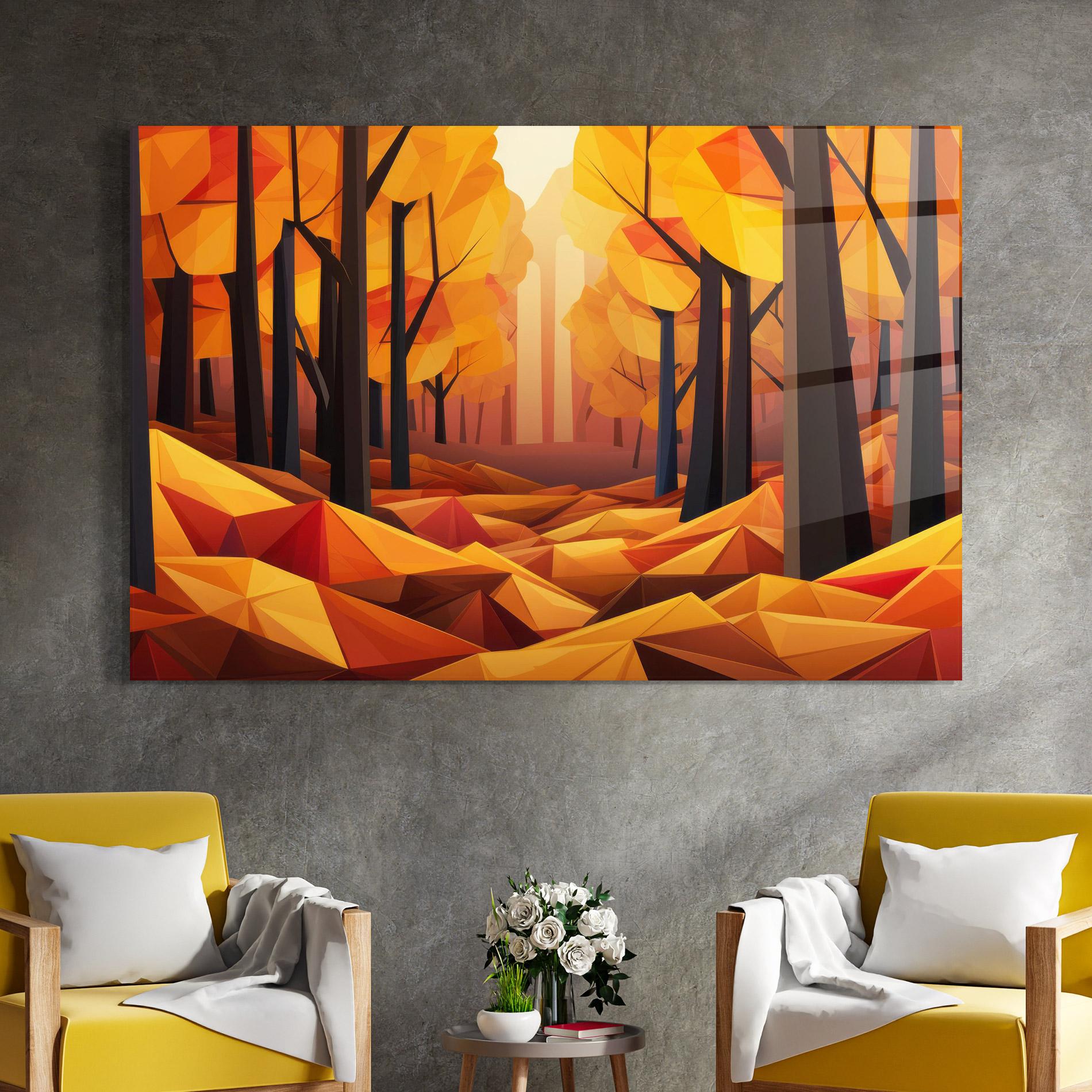 Стъклена картина Autumn Shapes mockup 4