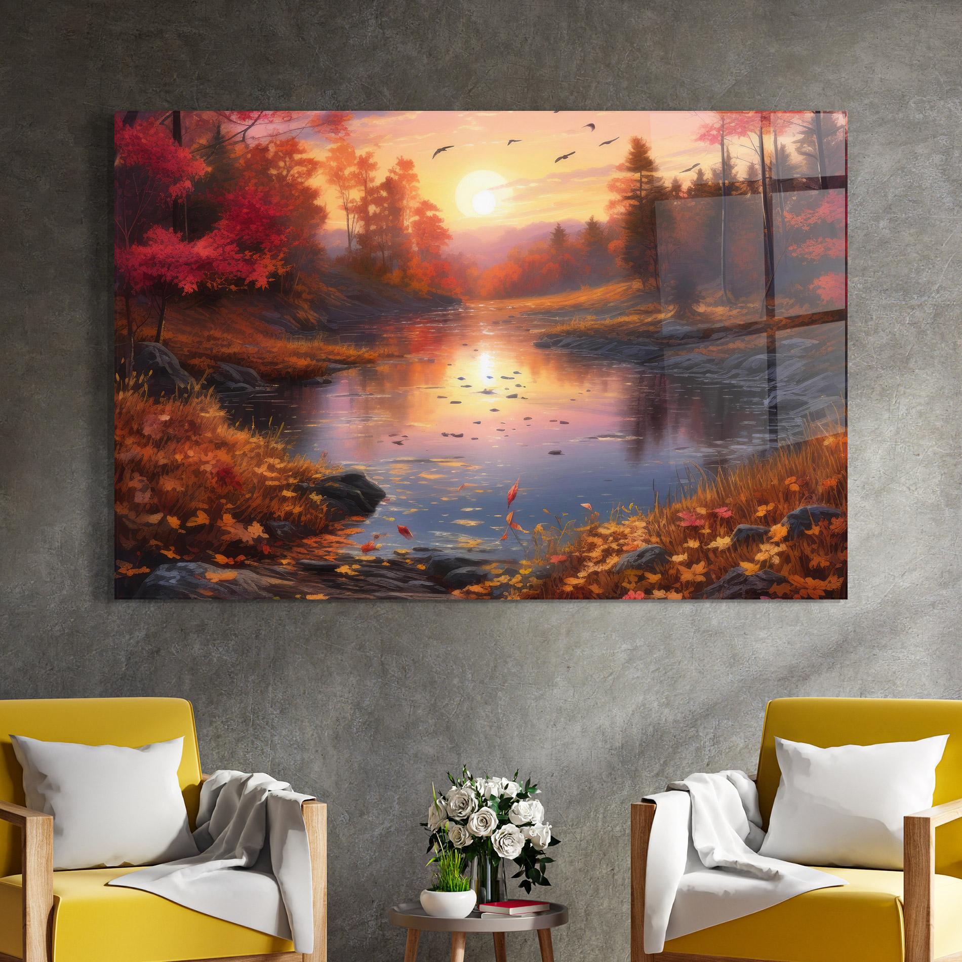 Стъклена картина Autumn Sunset mockup 4