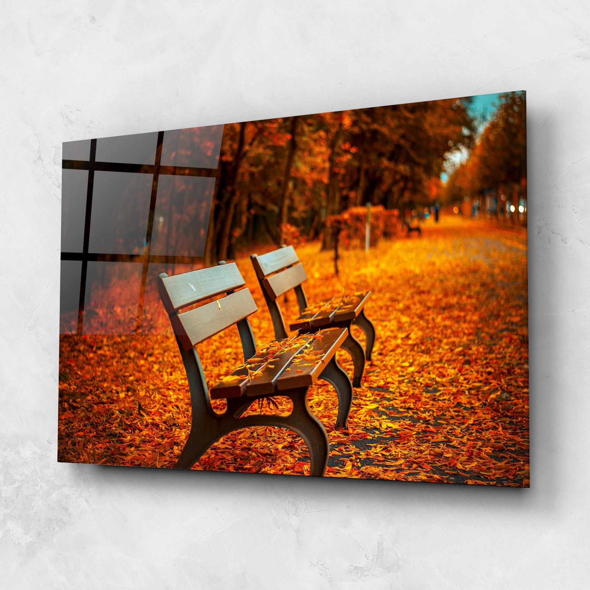 Стъклена картина Autumn Bench View mockup 1