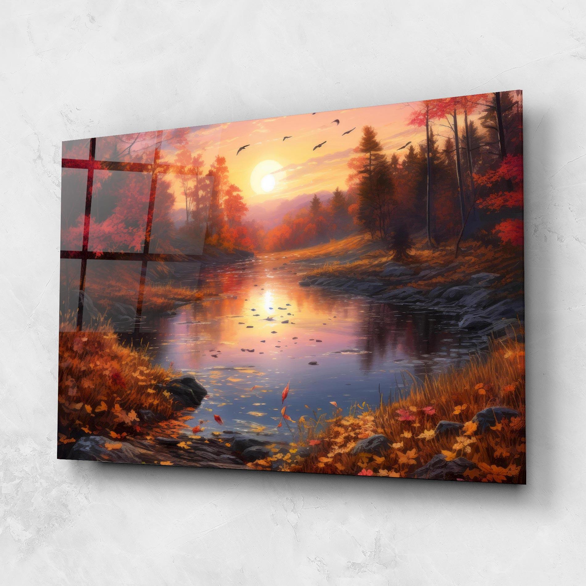 Стъклена картина Autumn Sunset mockup 1