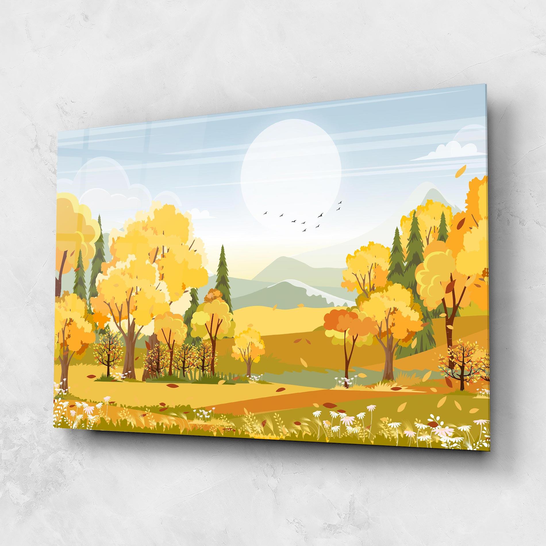 Стъклена картина Autumn Yellow View mockup 1