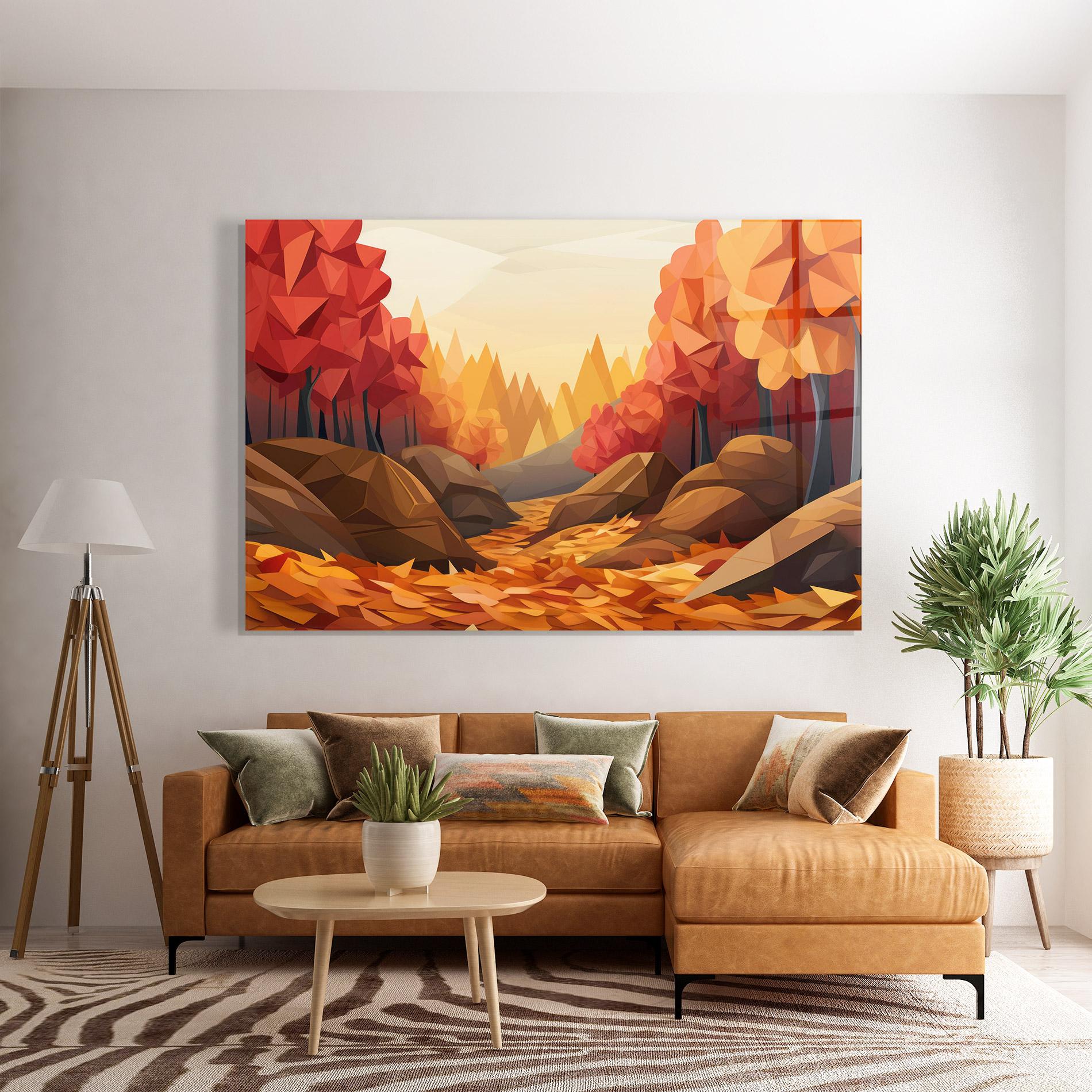 Стъклена картина Autumn Orange Forest mockup 7