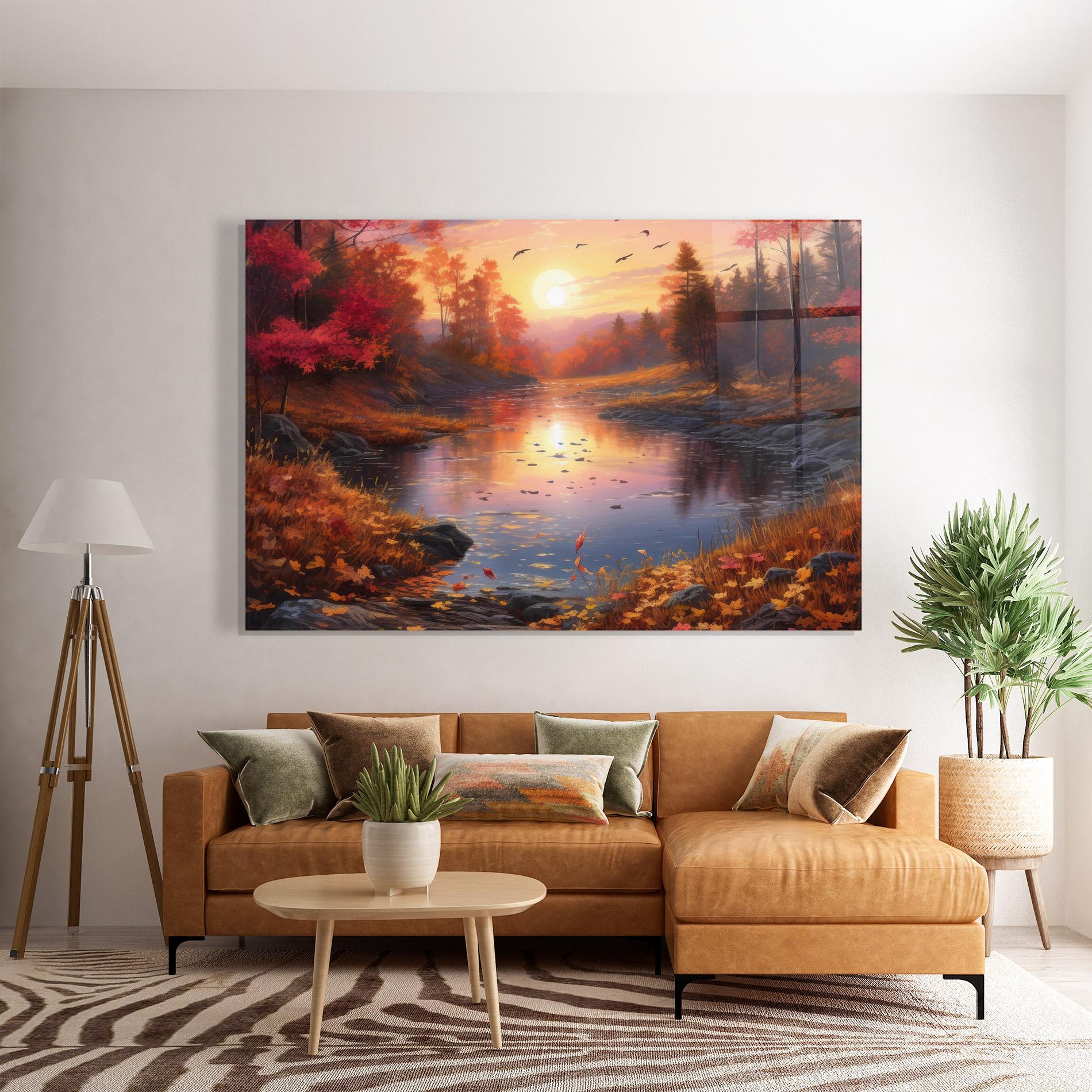 Стъклена картина Autumn Sunset mockup 7