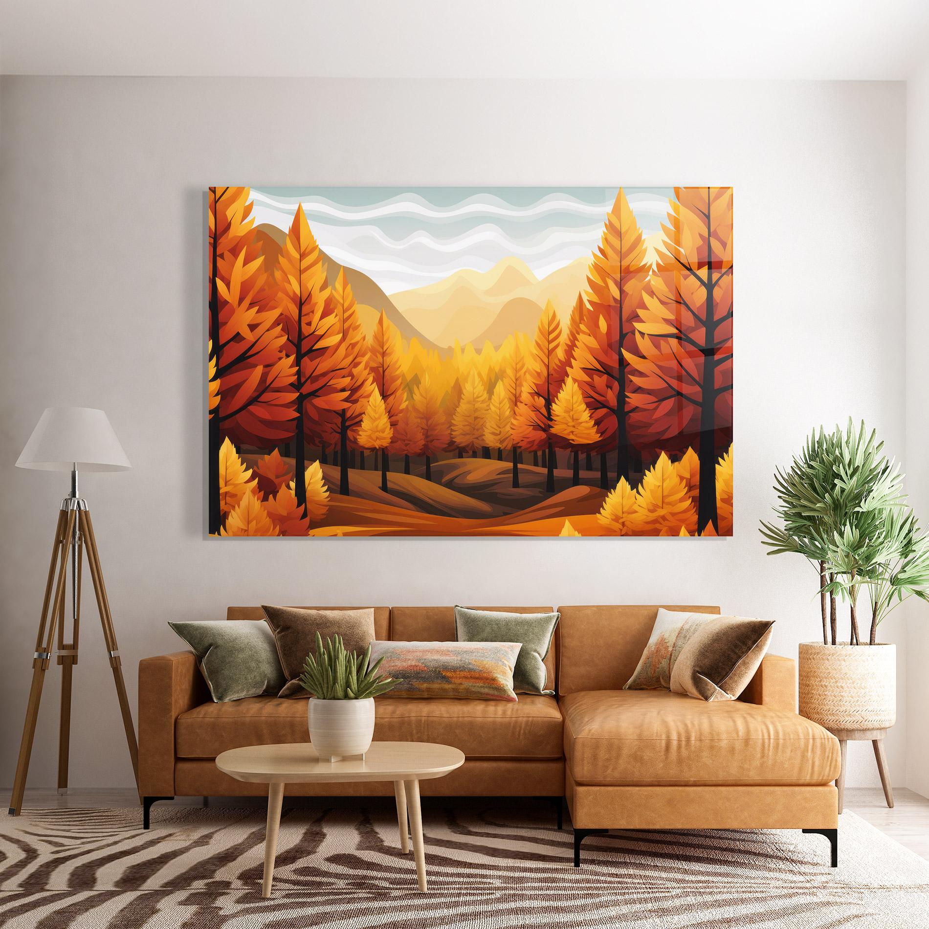 Стъклена картина Autumn Trees Orange mockup 7