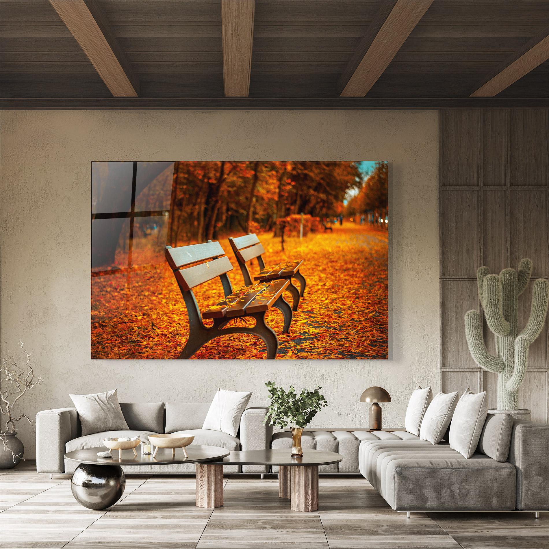 Стъклена картина Autumn Bench View mockup 8