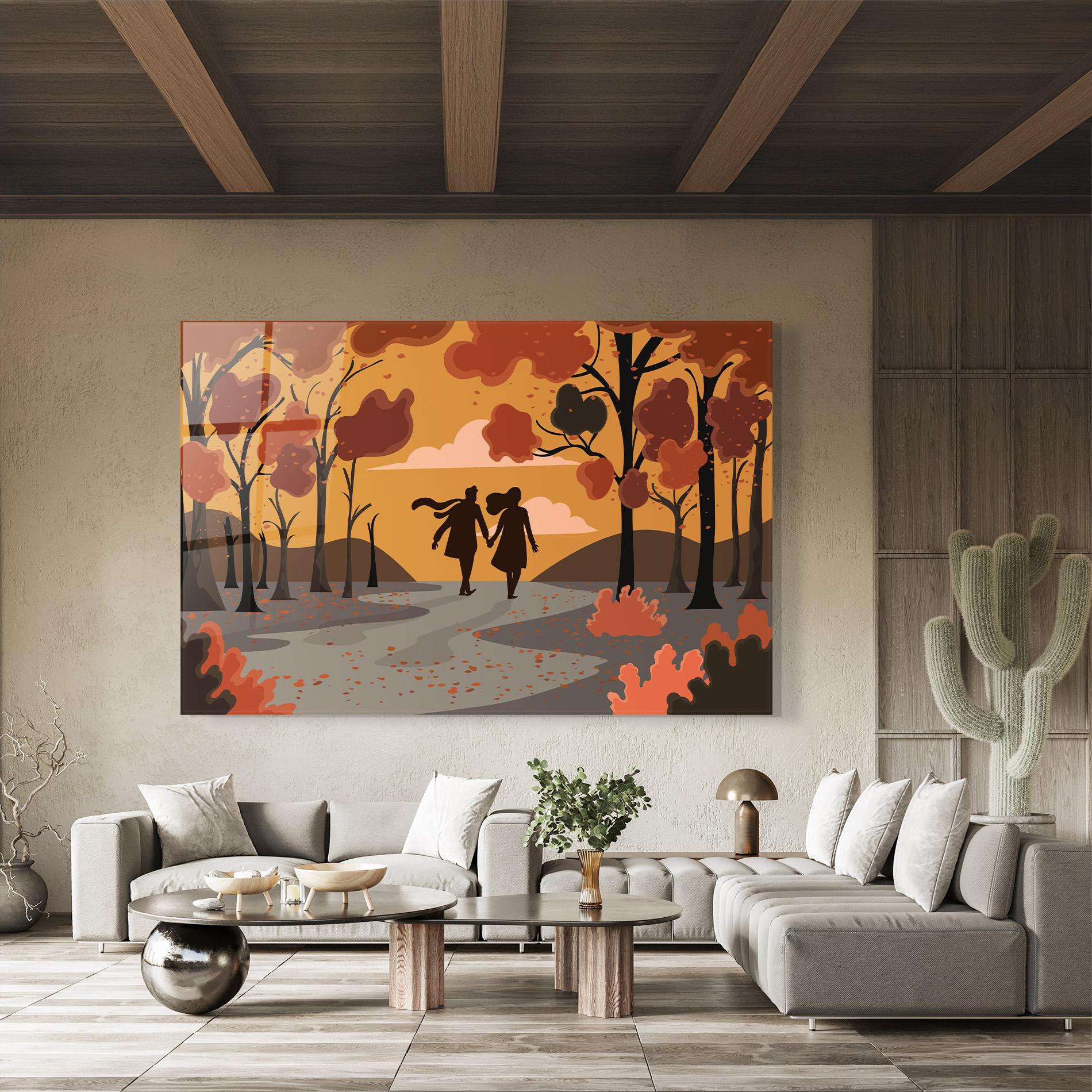 Стъклена картина Autumn Couple mockup 8