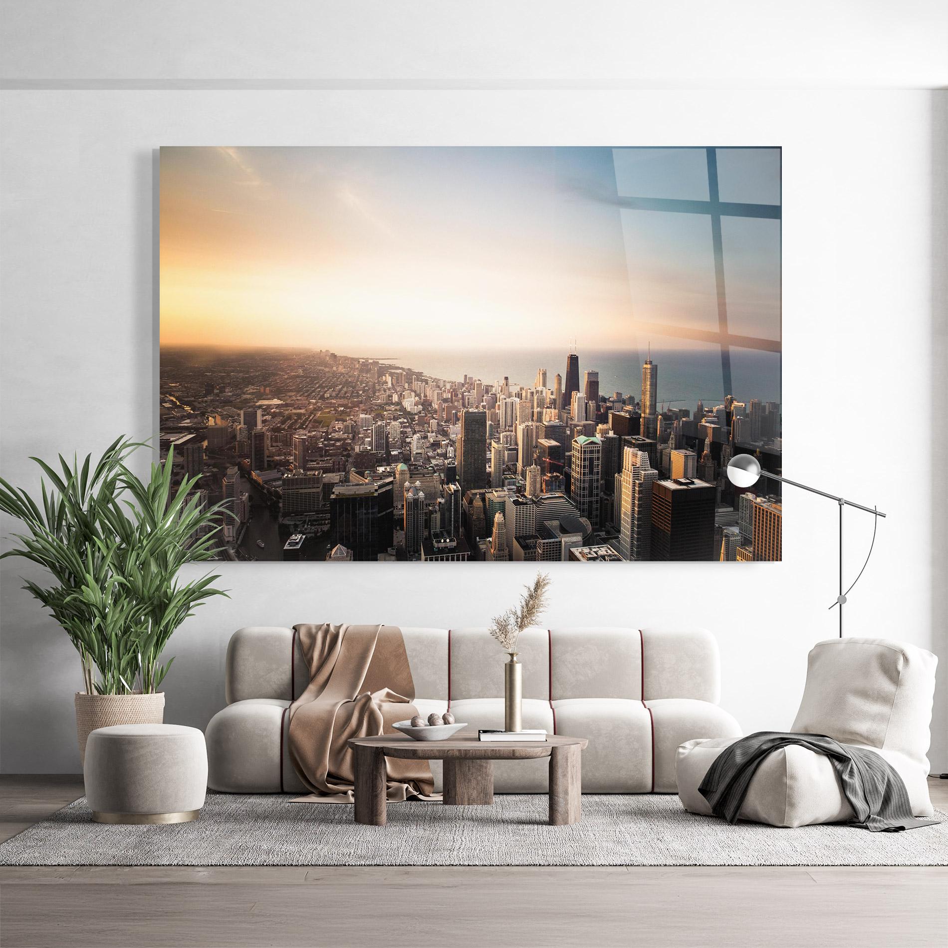 Стъклена картина City Buildings mockup 9