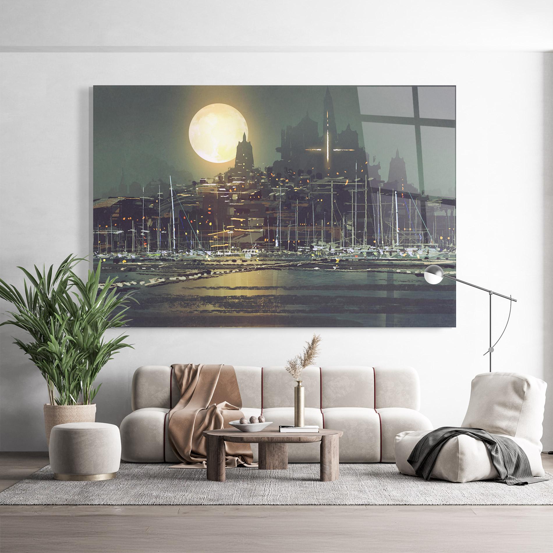 Стъклена картина City Port mockup 9
