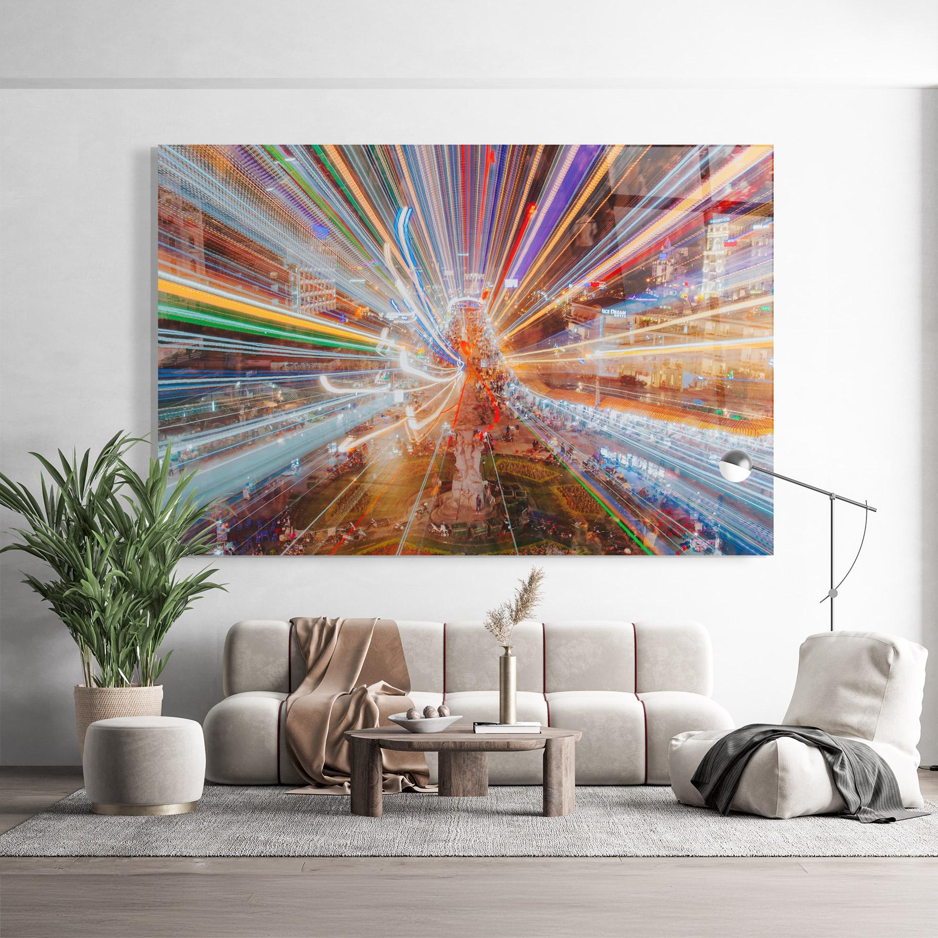 Стъклена картина Colorful Light City mockup 9