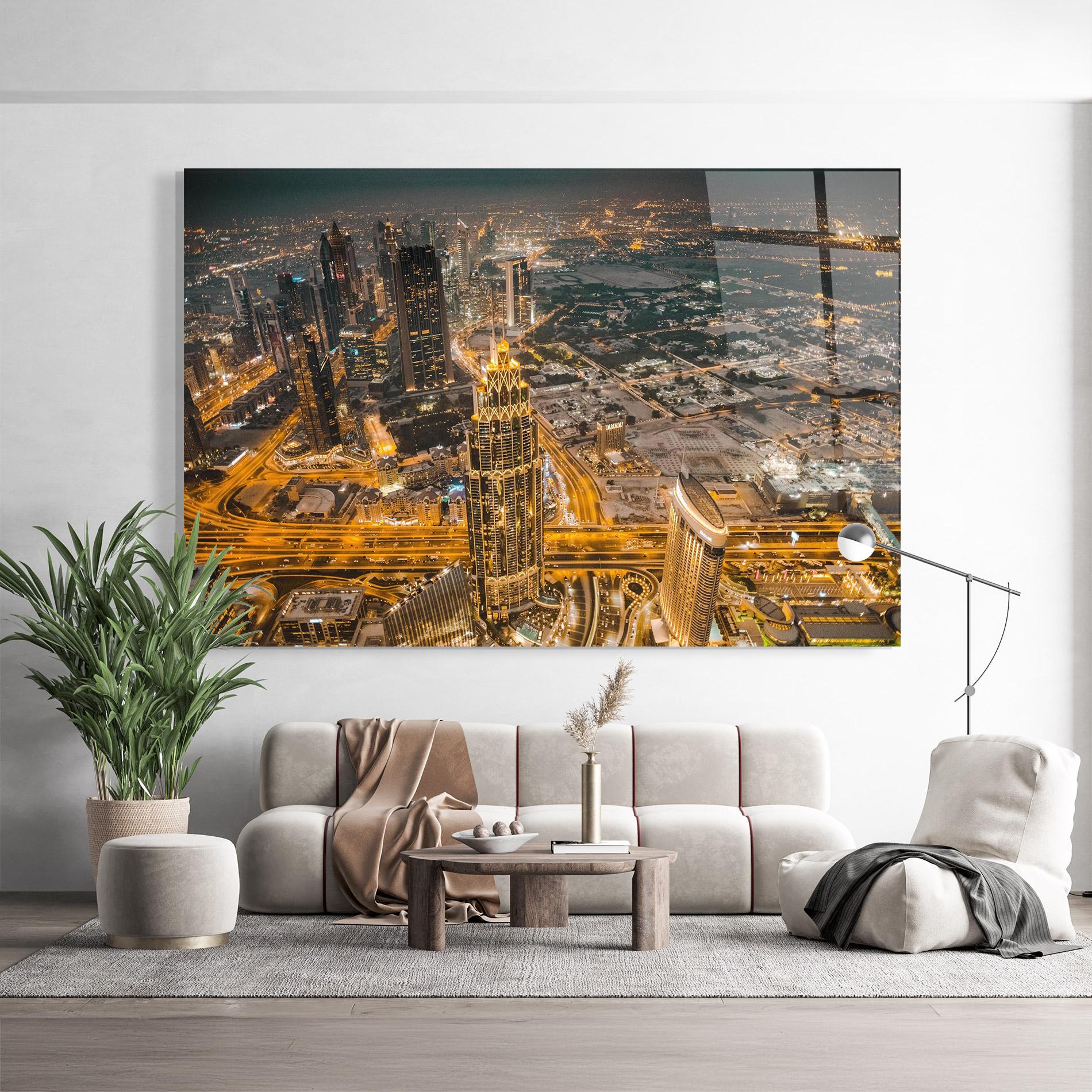 Стъклена картина Dubai Lights mockup 9
