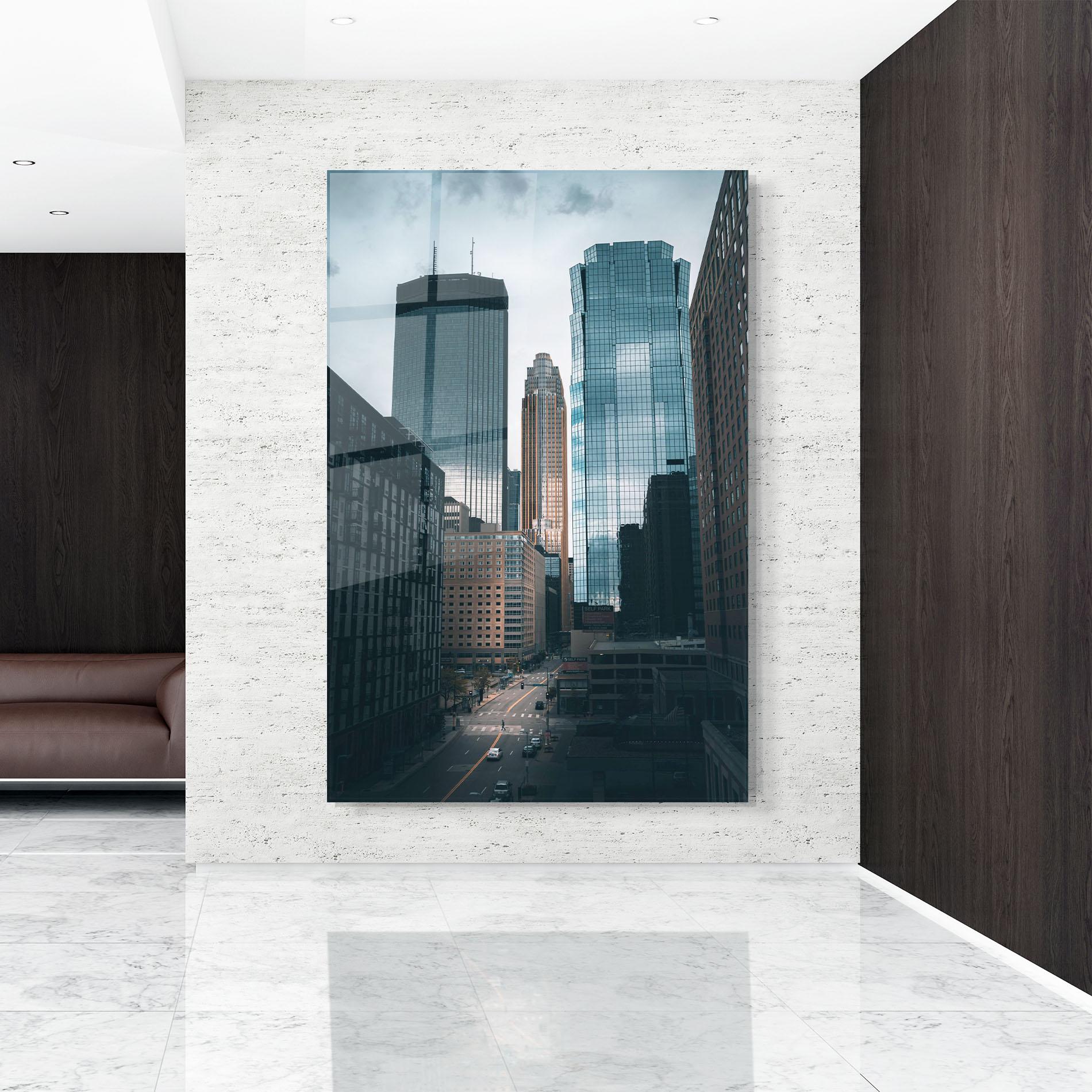 Стъклена картина Big Blue Building mockup 9