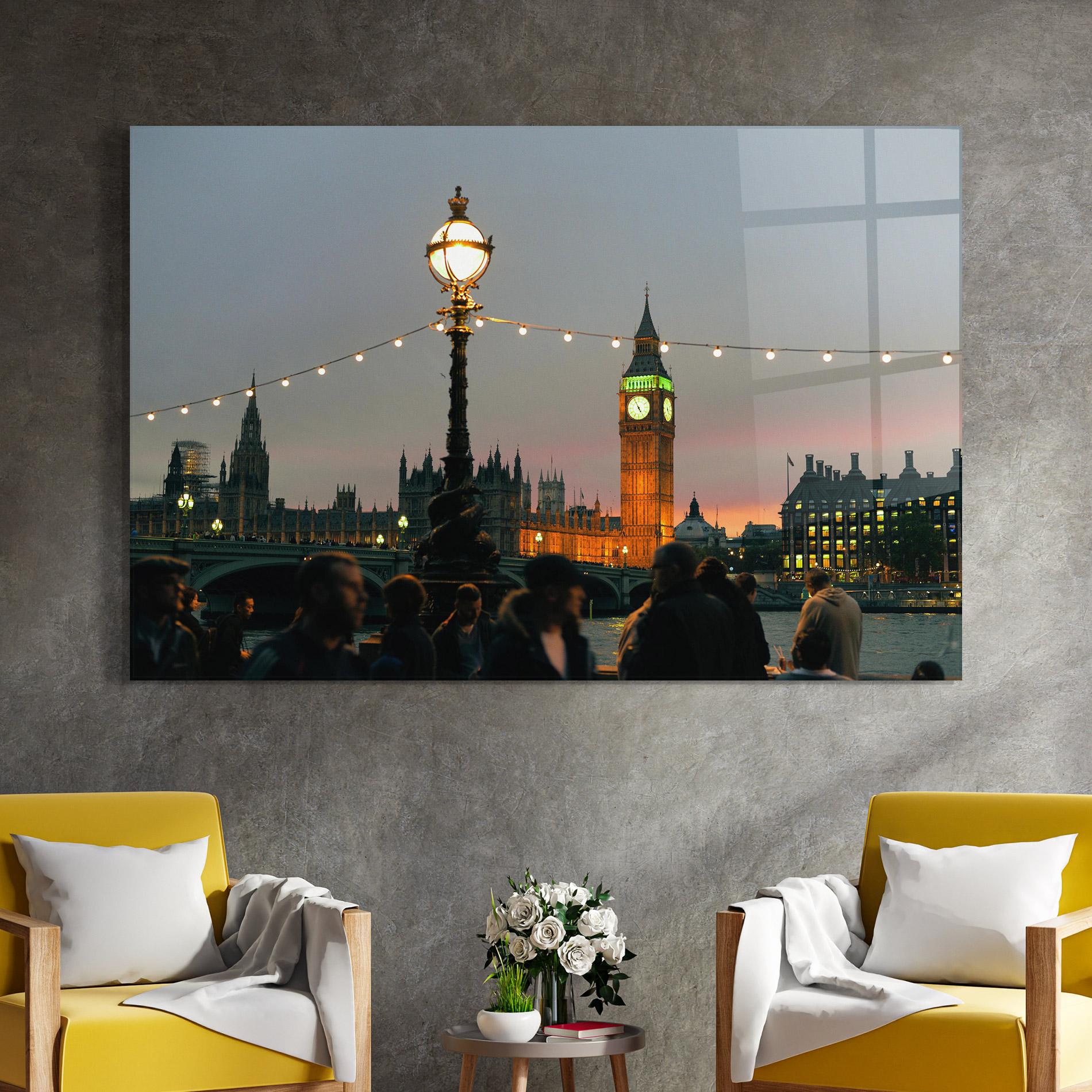 Стъклена картина Clock Lights mockup 4