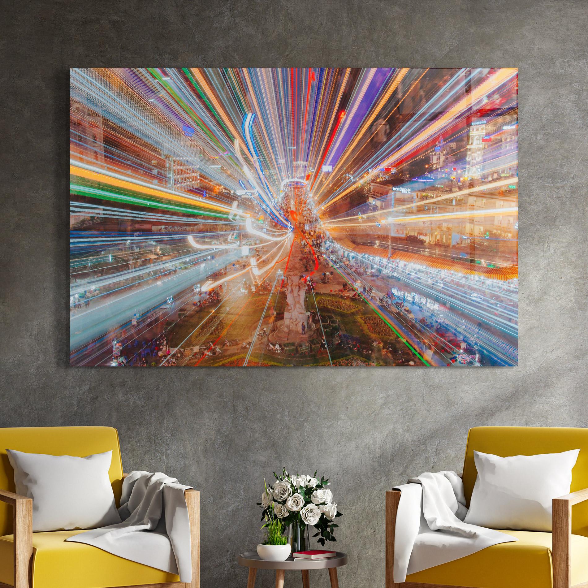 Стъклена картина Colorful Light City mockup 4