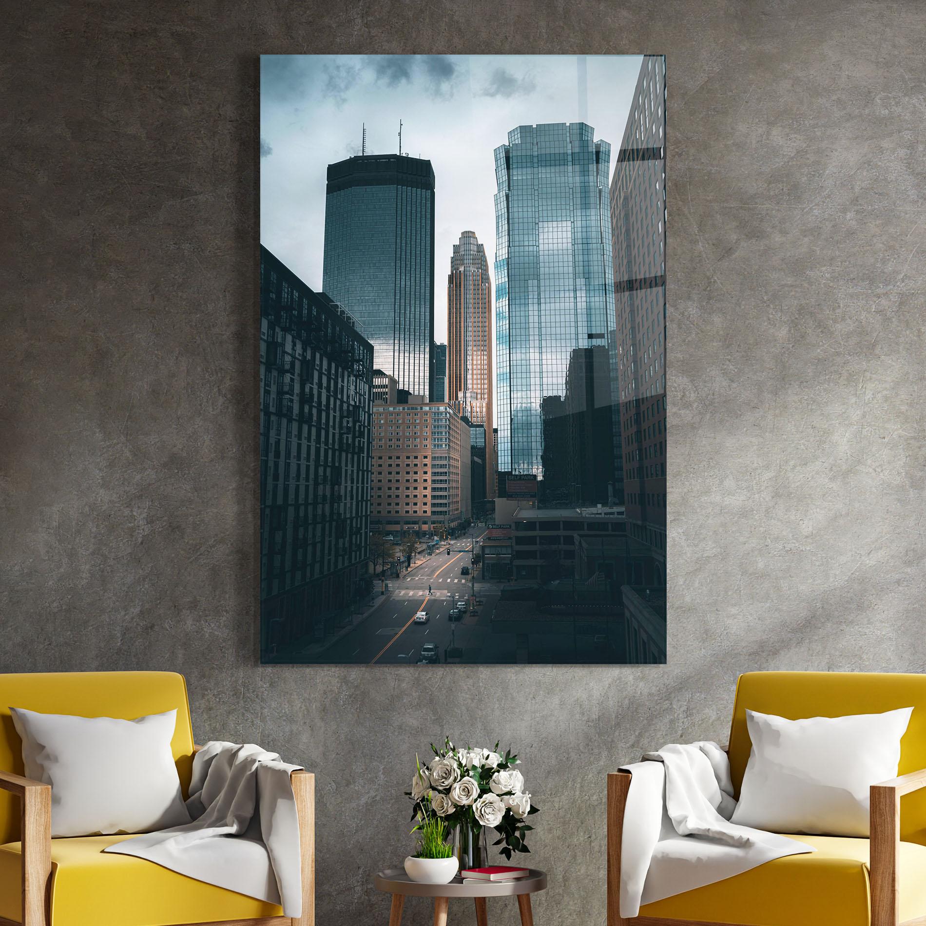 Стъклена картина Big Blue Building mockup 4